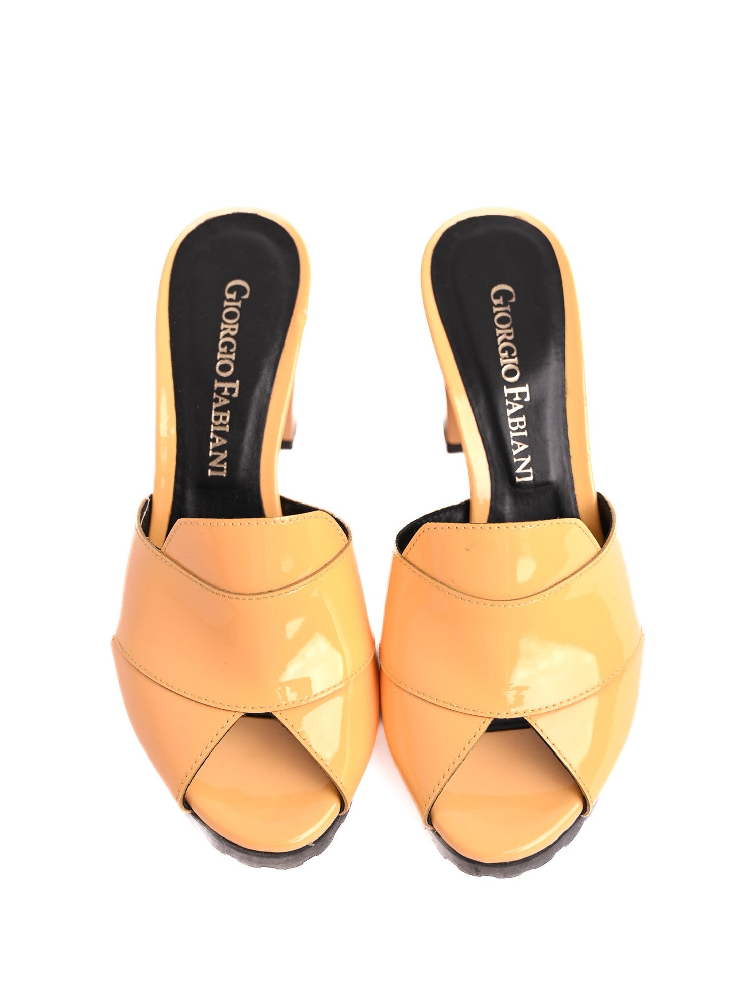 Good Giorgio Fabiani Yellow Leather High-Heeled Mule Sandal Size 35