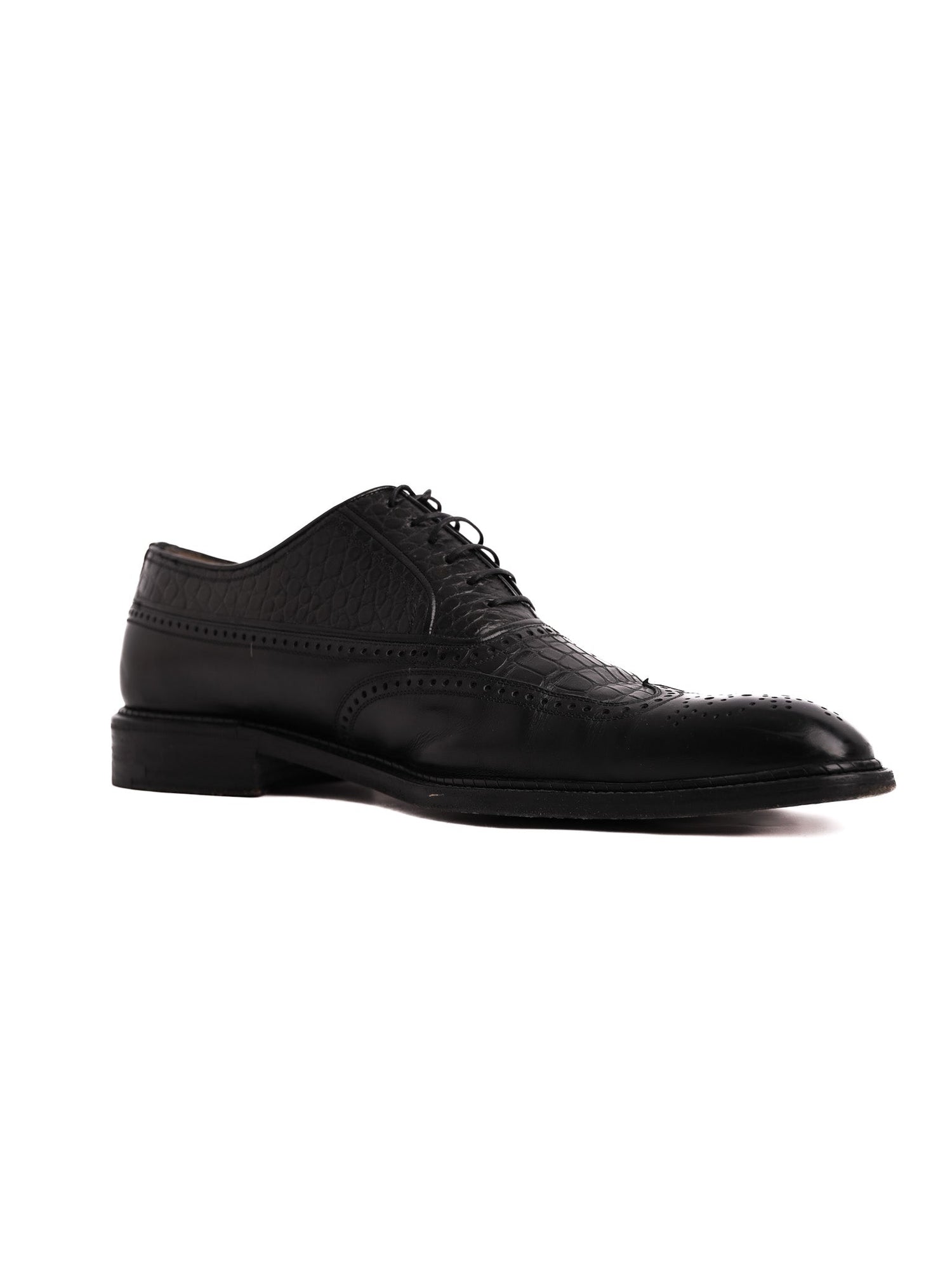 Good A.Testoni Black Leather Brogue Dress Shoes Size 42