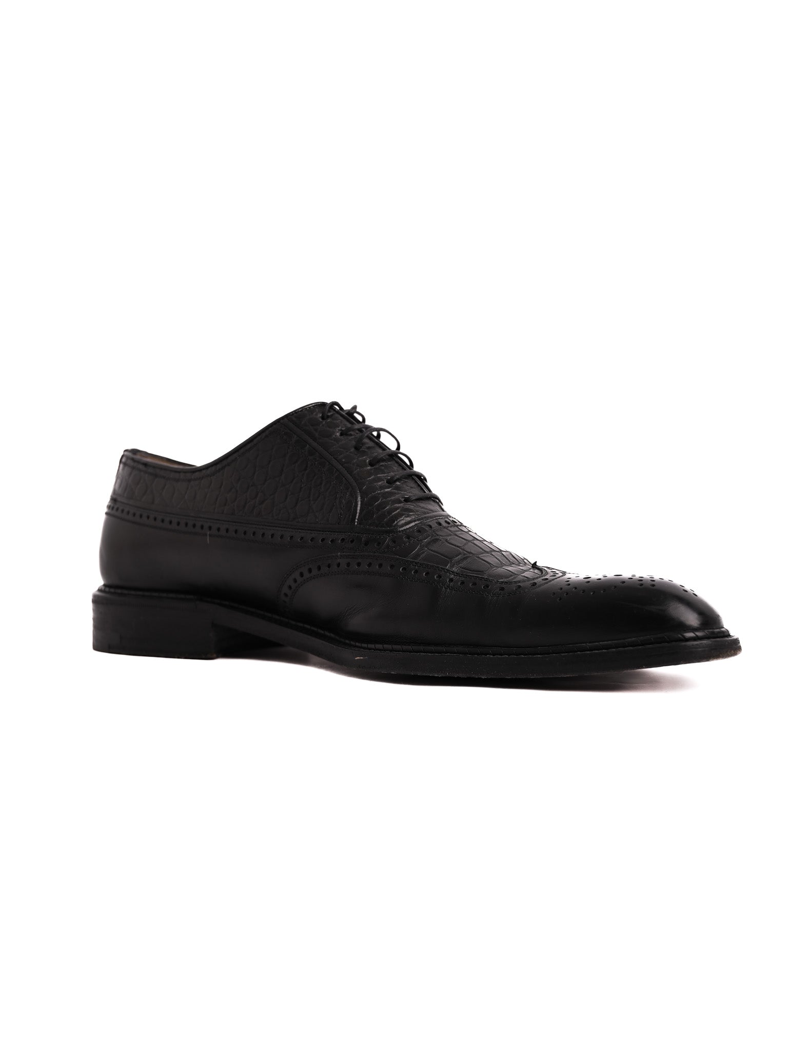 Good A.Testoni Black Leather Brogue Dress Shoes Size 42