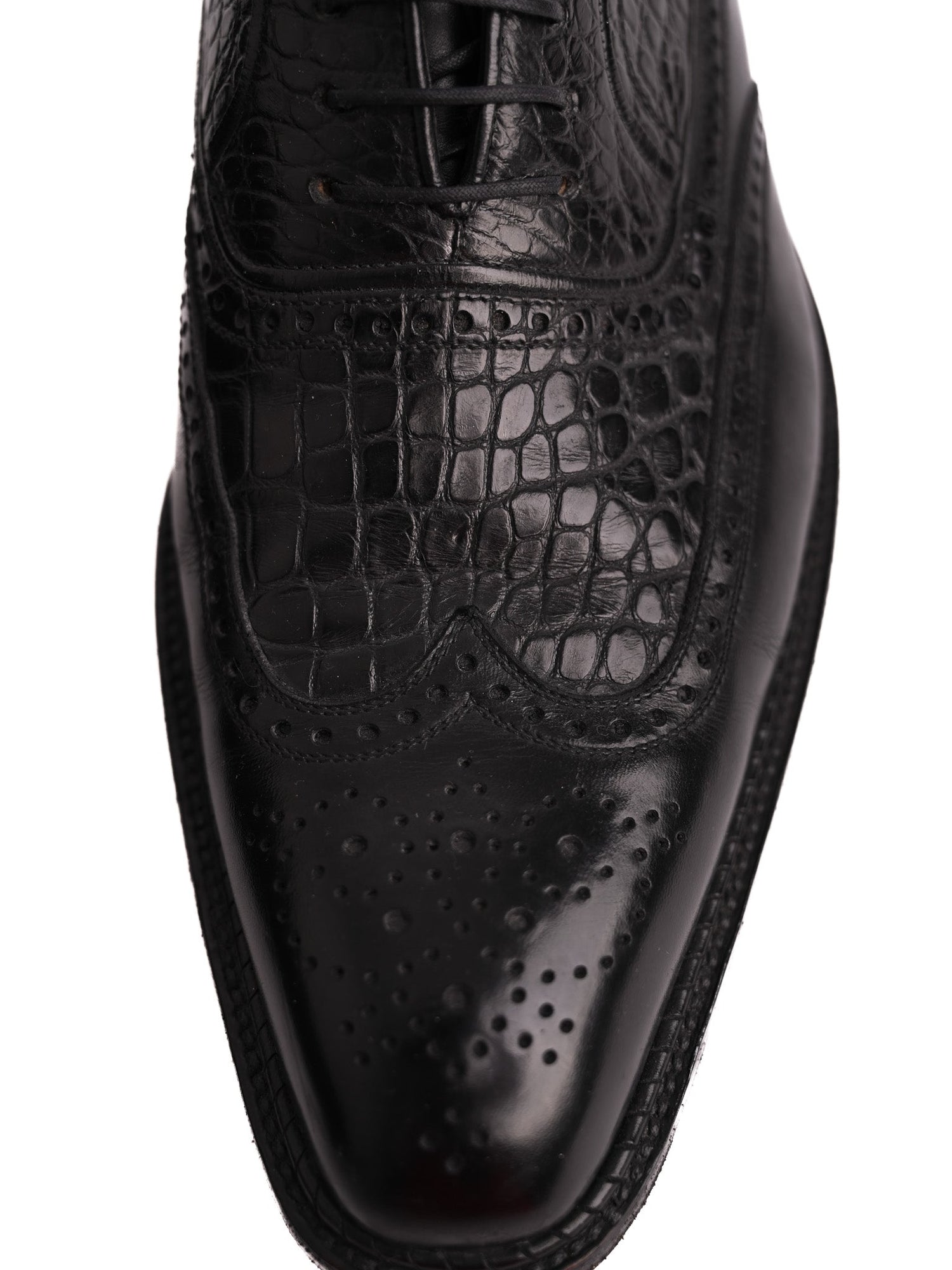 Good A.Testoni Black Leather Brogue Dress Shoes Size 42