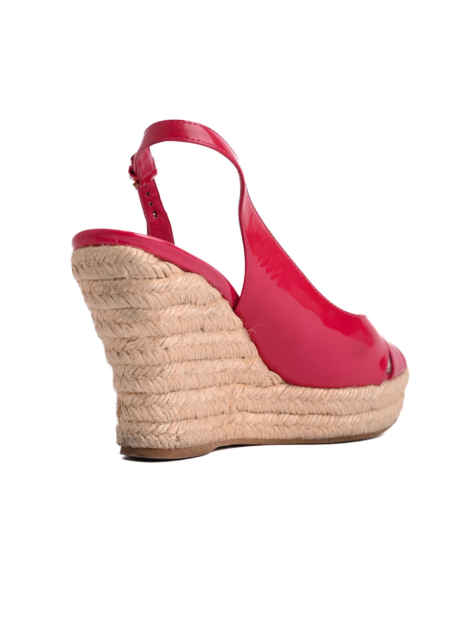 Good Louis Vuitton Pink Lacquer Wedge Sandals Size 37.5