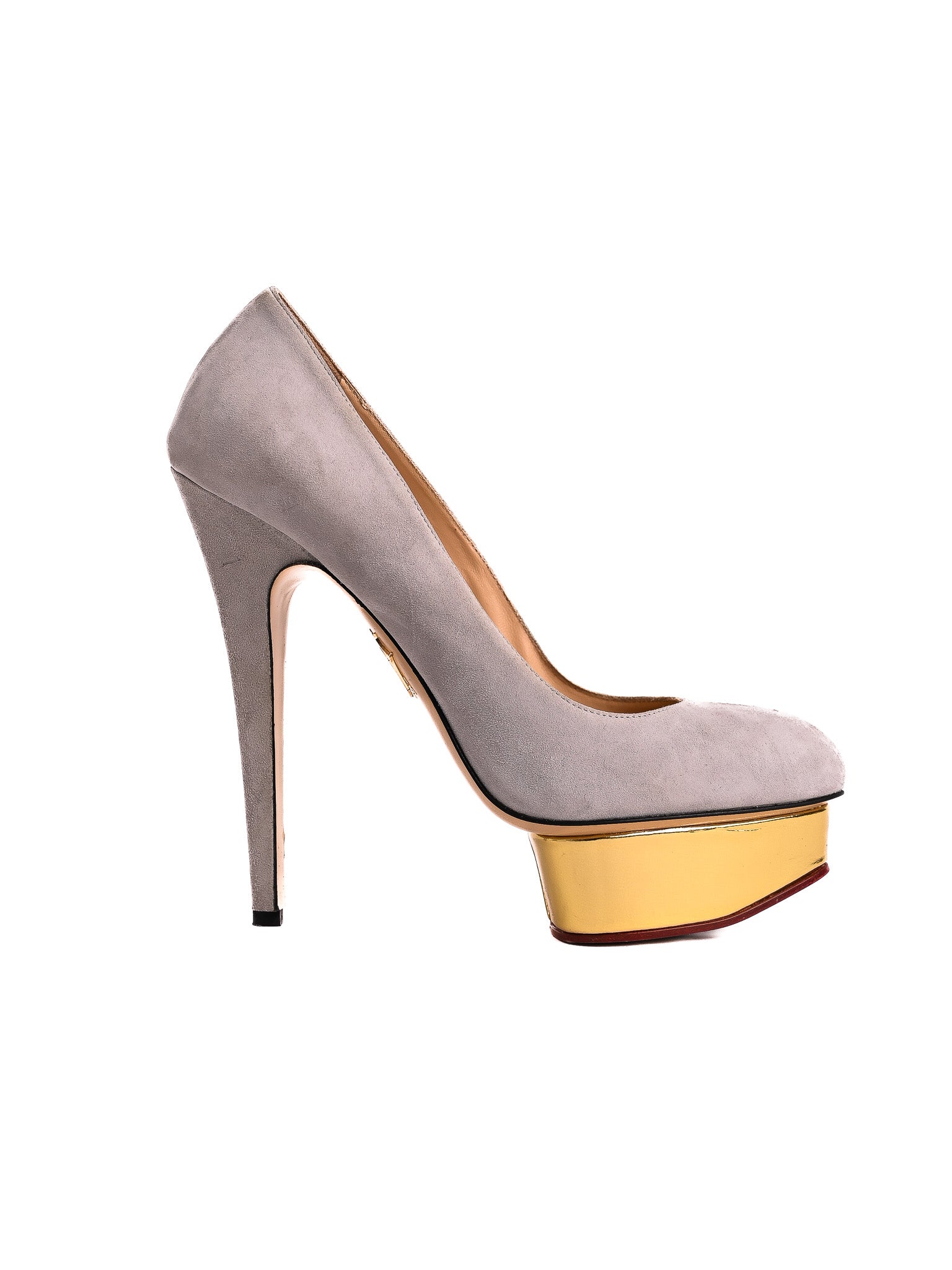 Good Charlotte Olympia Gray Leather High-Heeled Platform Shoes Size 39.5