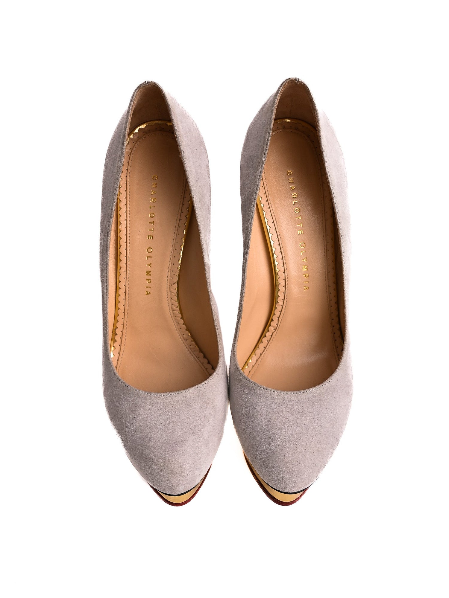 Good Charlotte Olympia Gray Leather High-Heeled Platform Shoes Size 39.5