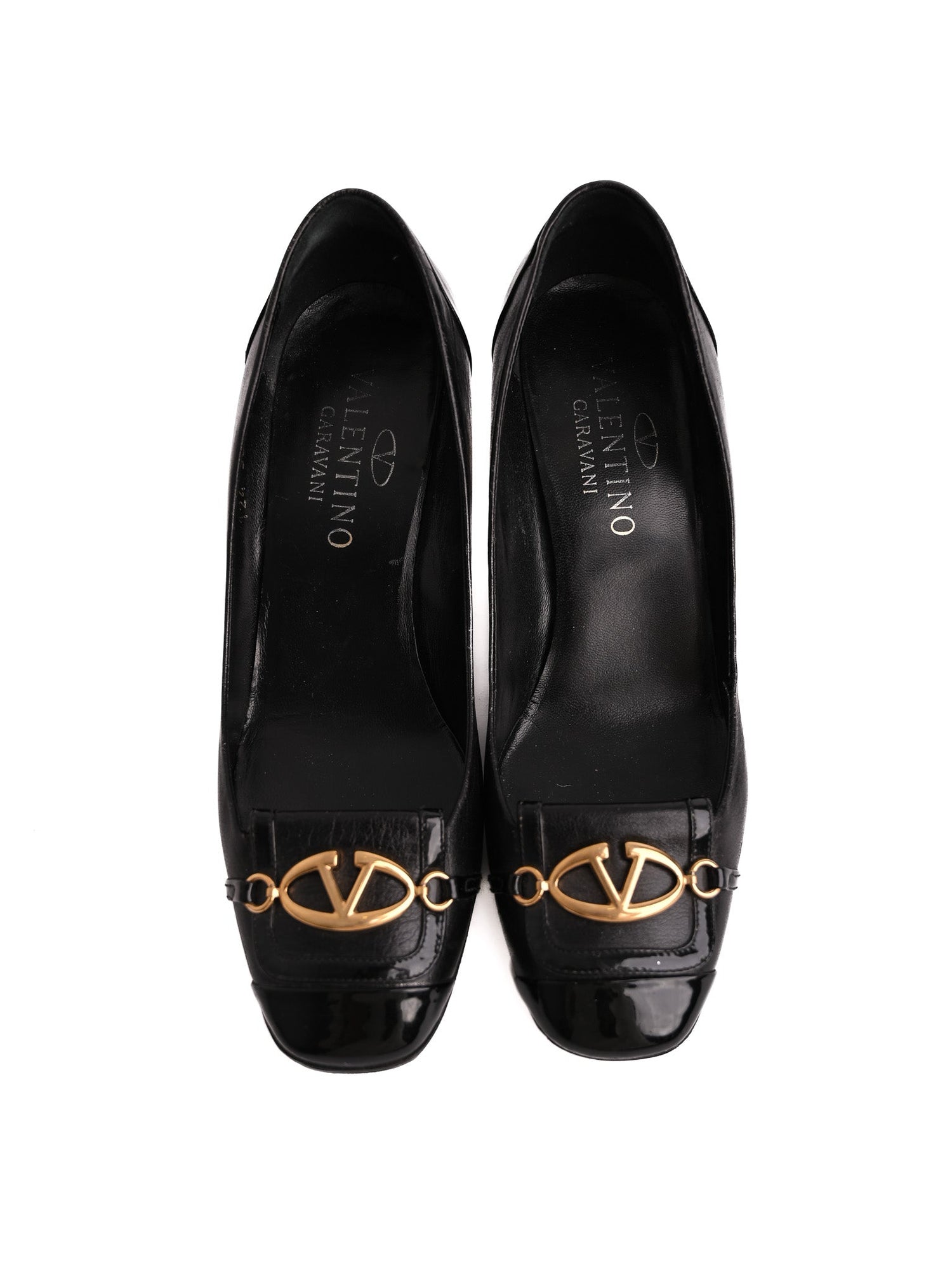 Good Valentino Black Leather High-Heeled Shoes Size 38