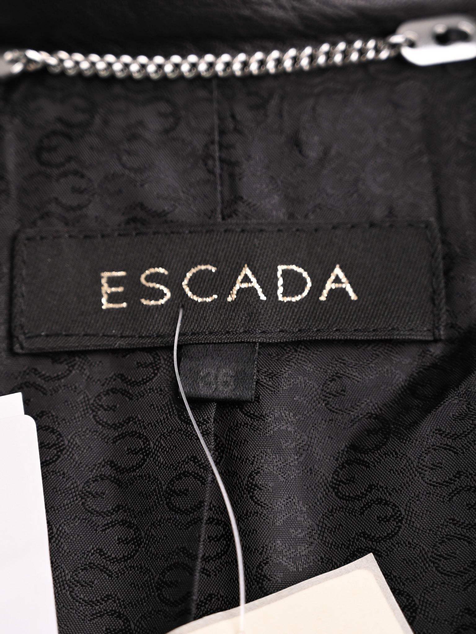 Good Escada Black Leather Jacket Size M with Lacing Details