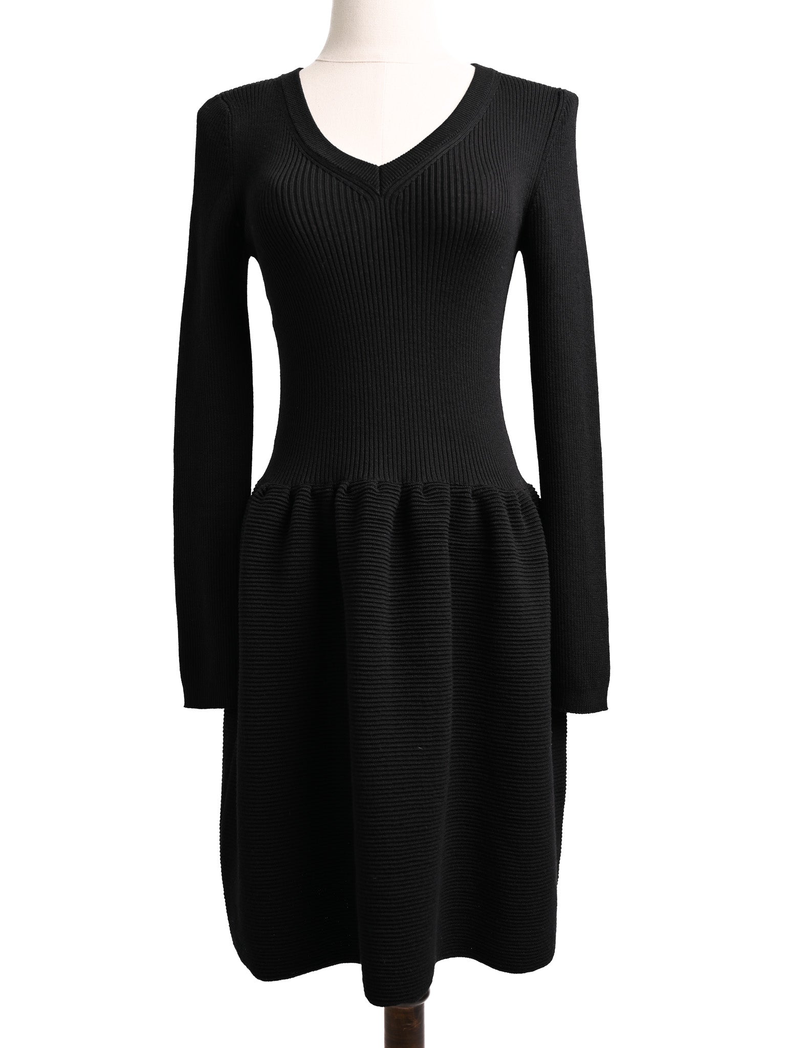Excellent Moschino Black Wool Long Sleeve Dress Size S