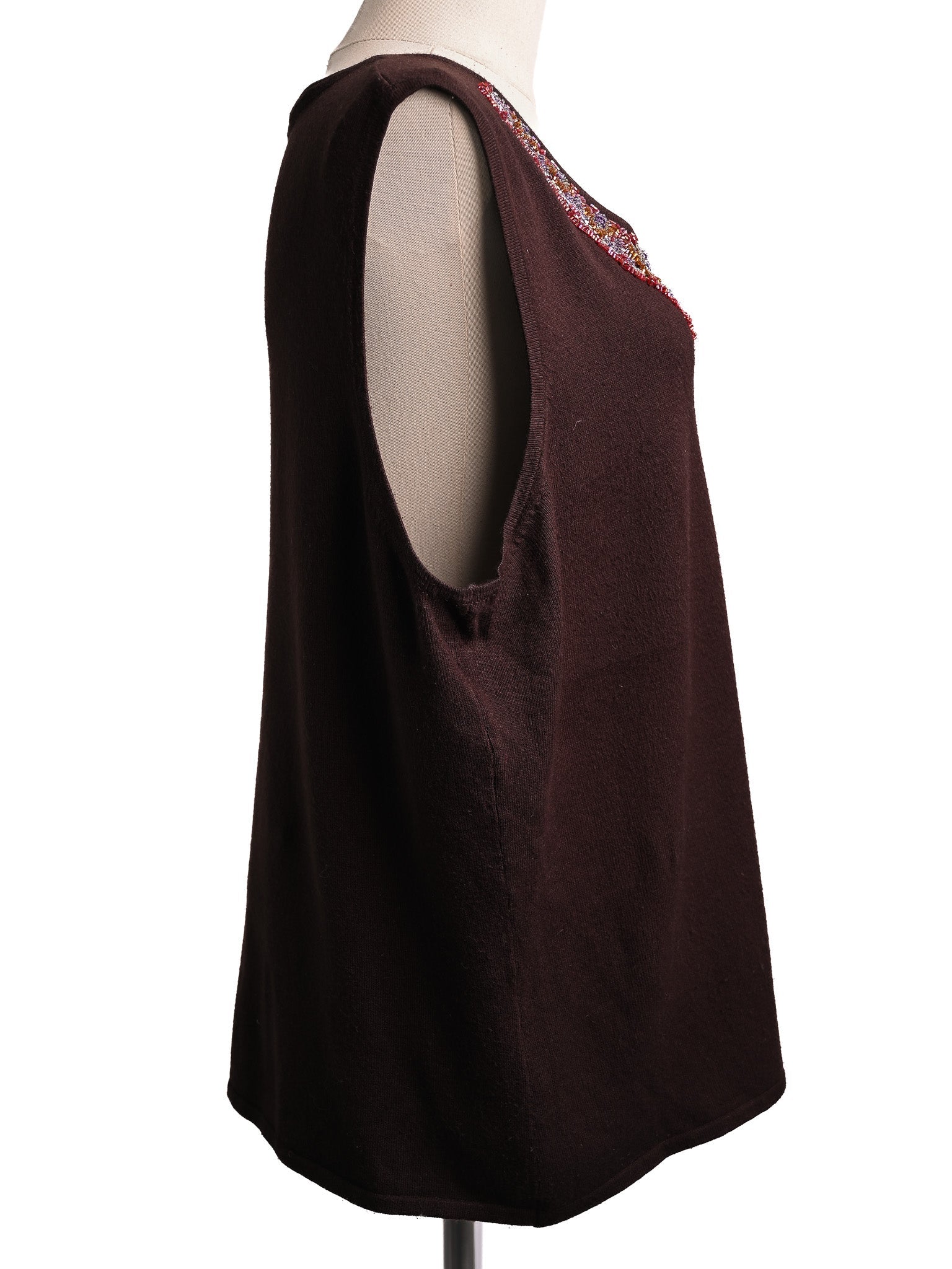 Good GF Ferre Orange Beaded Sleeveless Top Size XL for Women