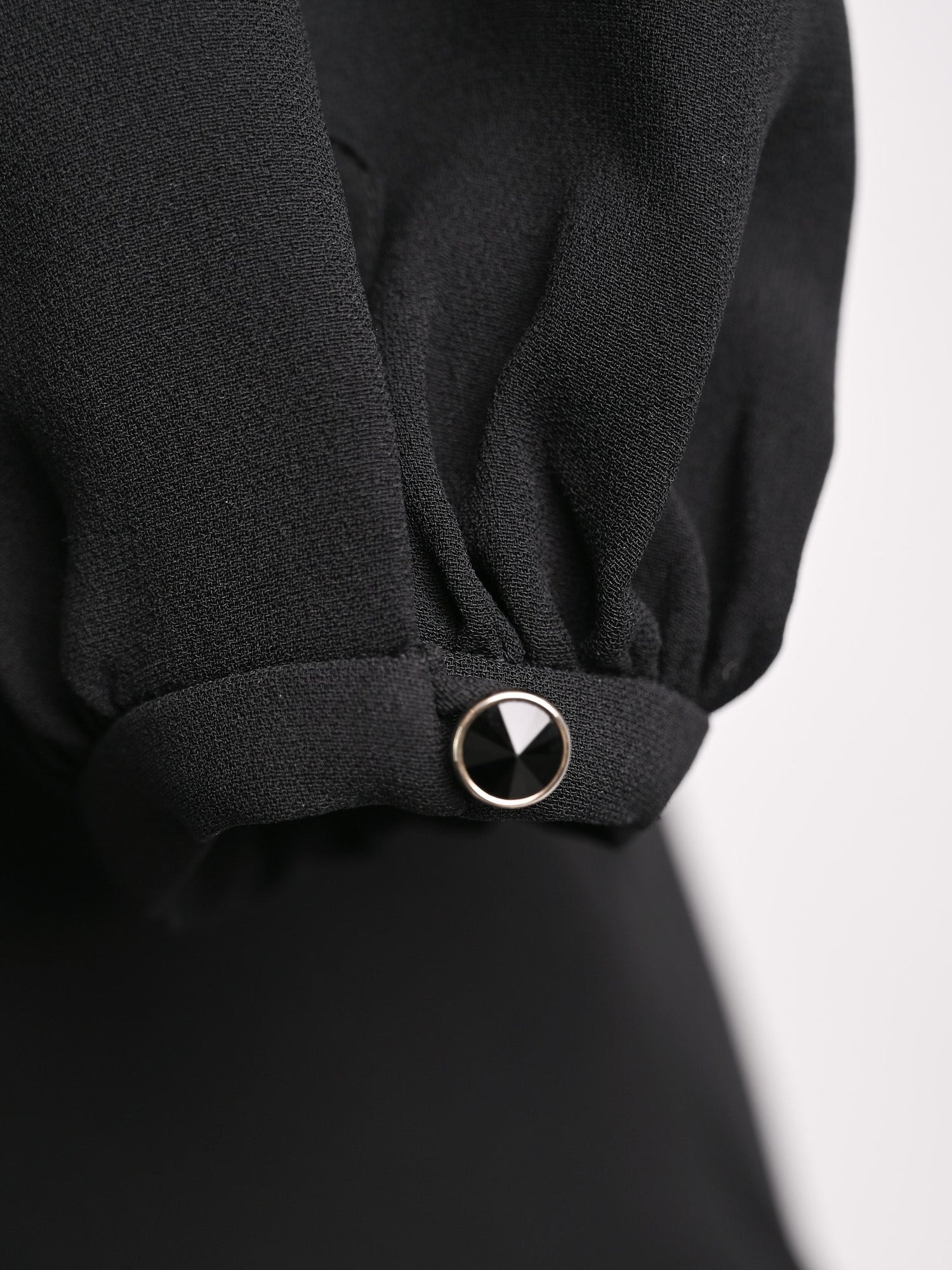 Excellent Escada Black Silk Blouse XXS with Ruffled Detail