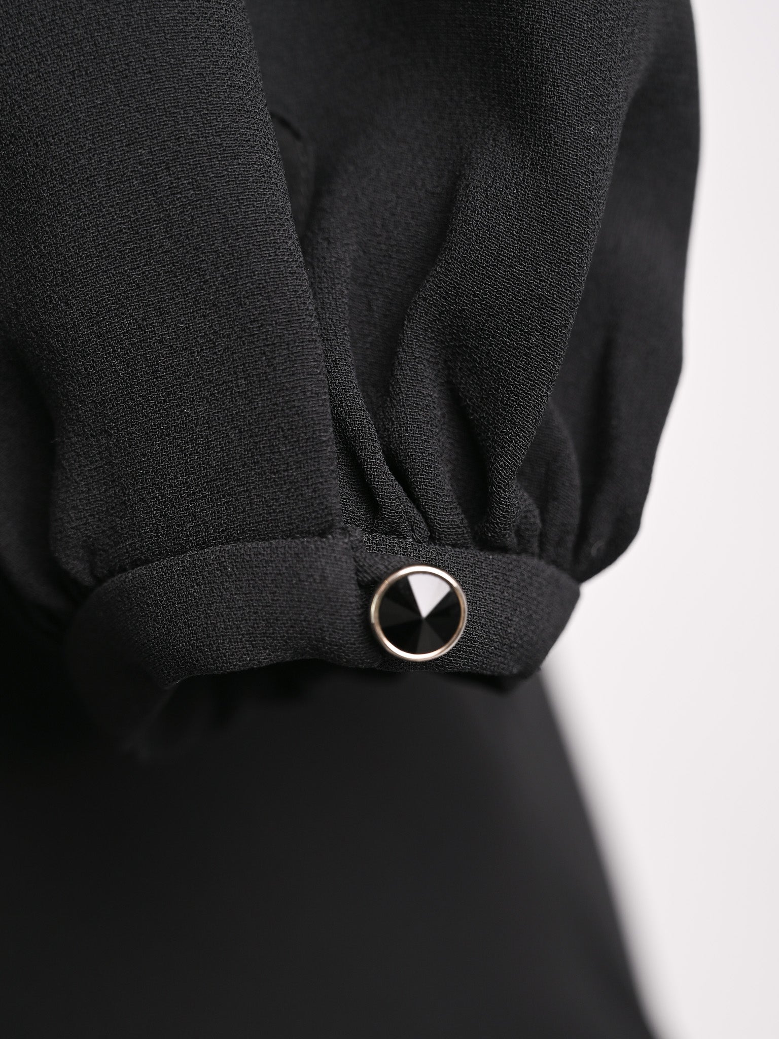 Excellent Escada Black Silk Blouse XXS with Ruffled Detail
