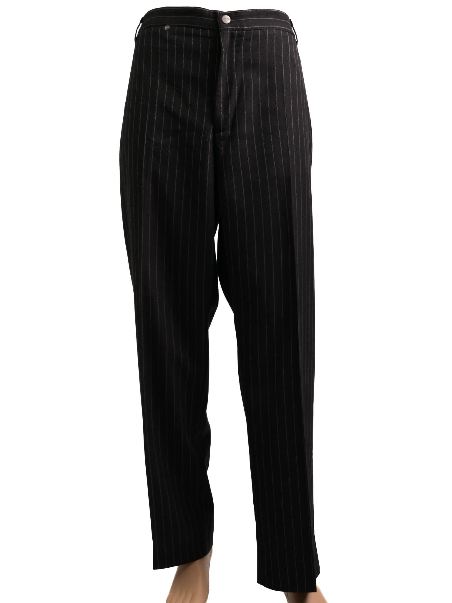Excellent GF Ferre Black Pinstripe Pants Size 4XL Cotton