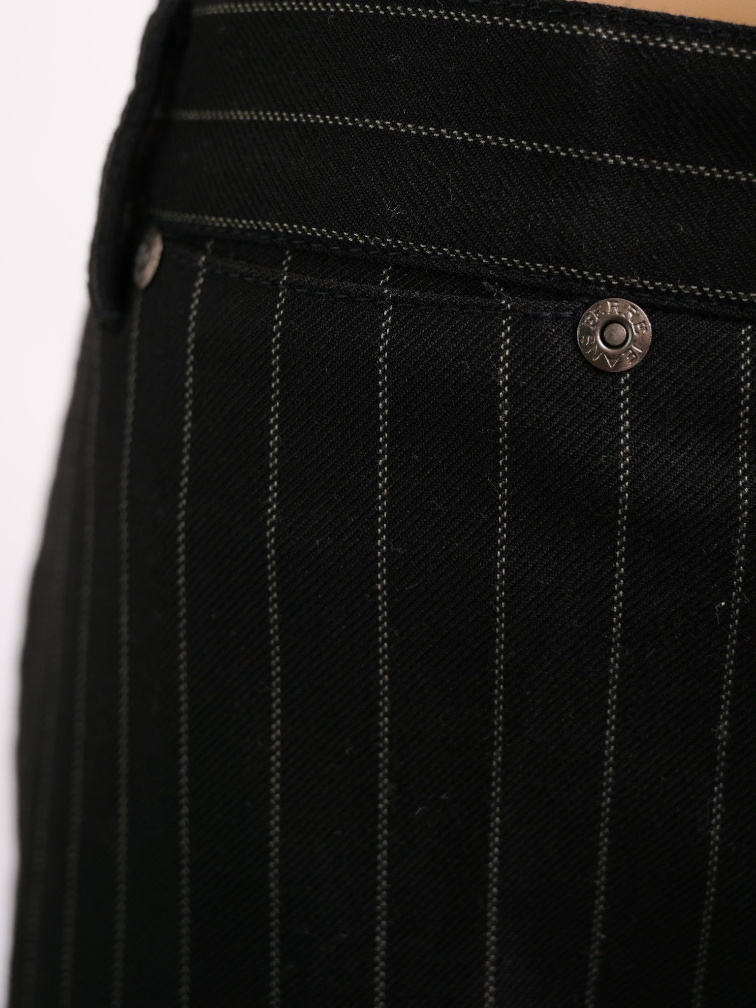 Excellent GF Ferre Black Pinstripe Pants Size 4XL Cotton