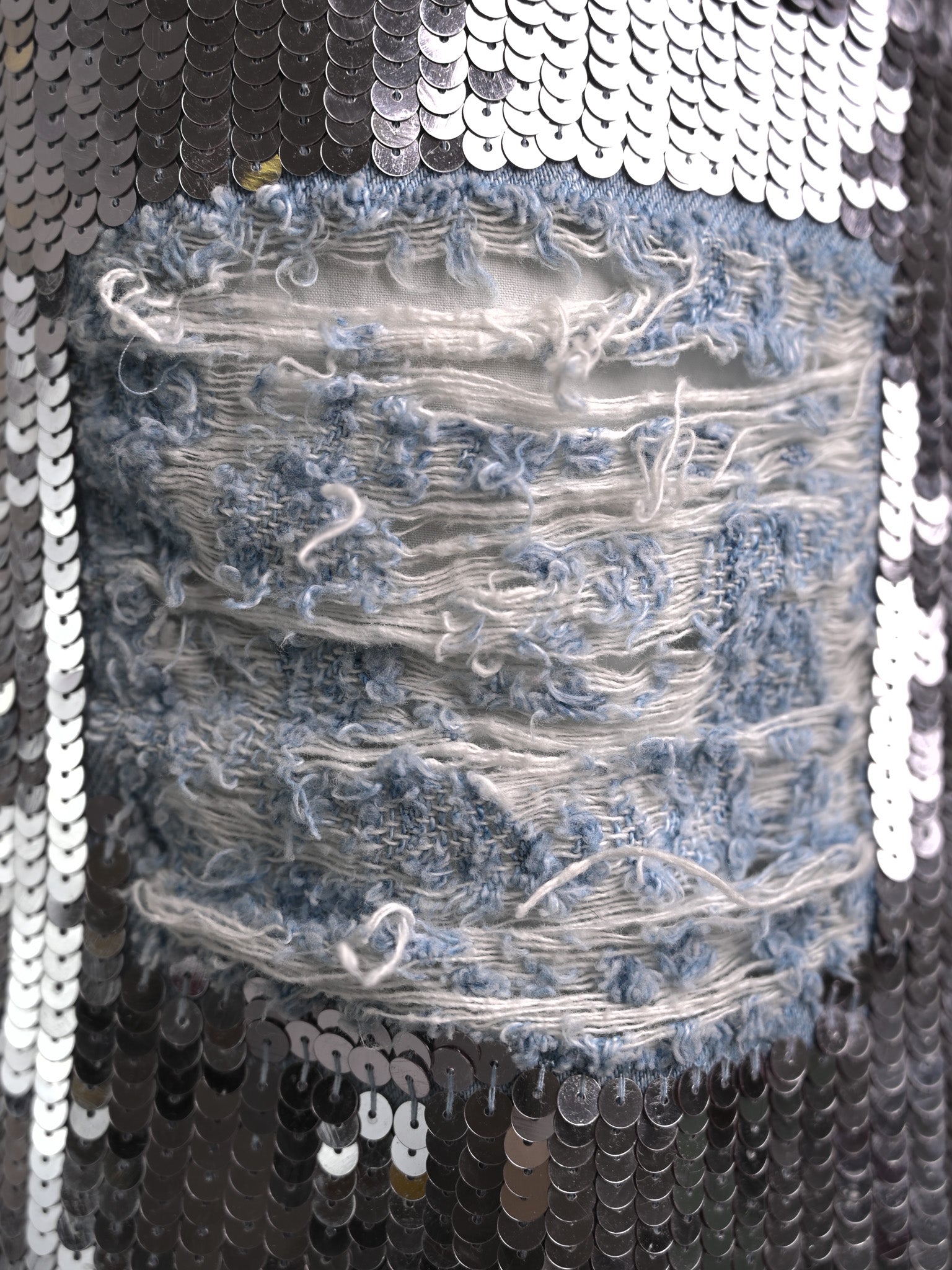 Excellent Au Jour Le Jour Blue Denim Skirt with Sequins Size S