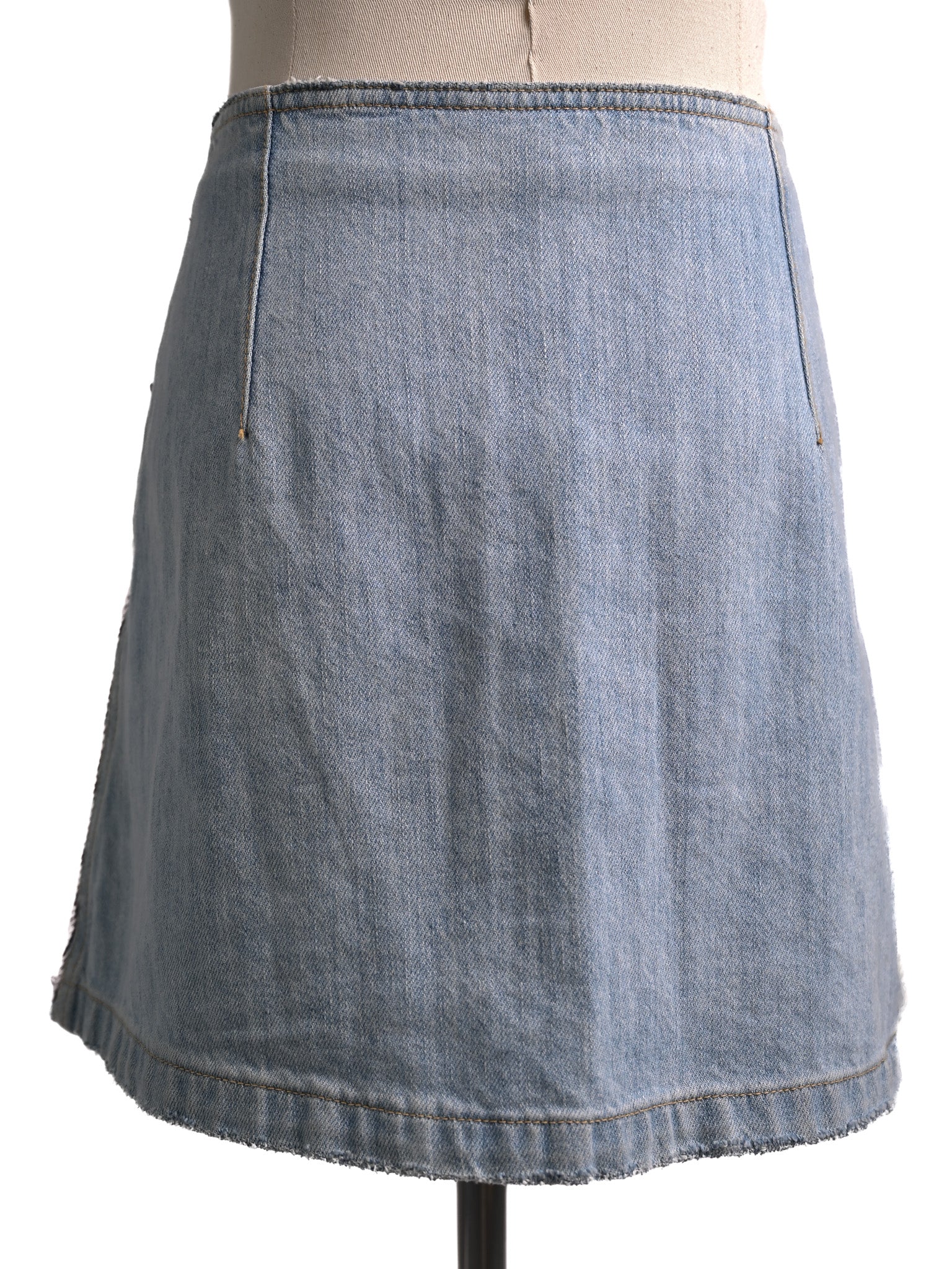 Excellent Au Jour Le Jour Blue Denim Skirt with Sequins Size S