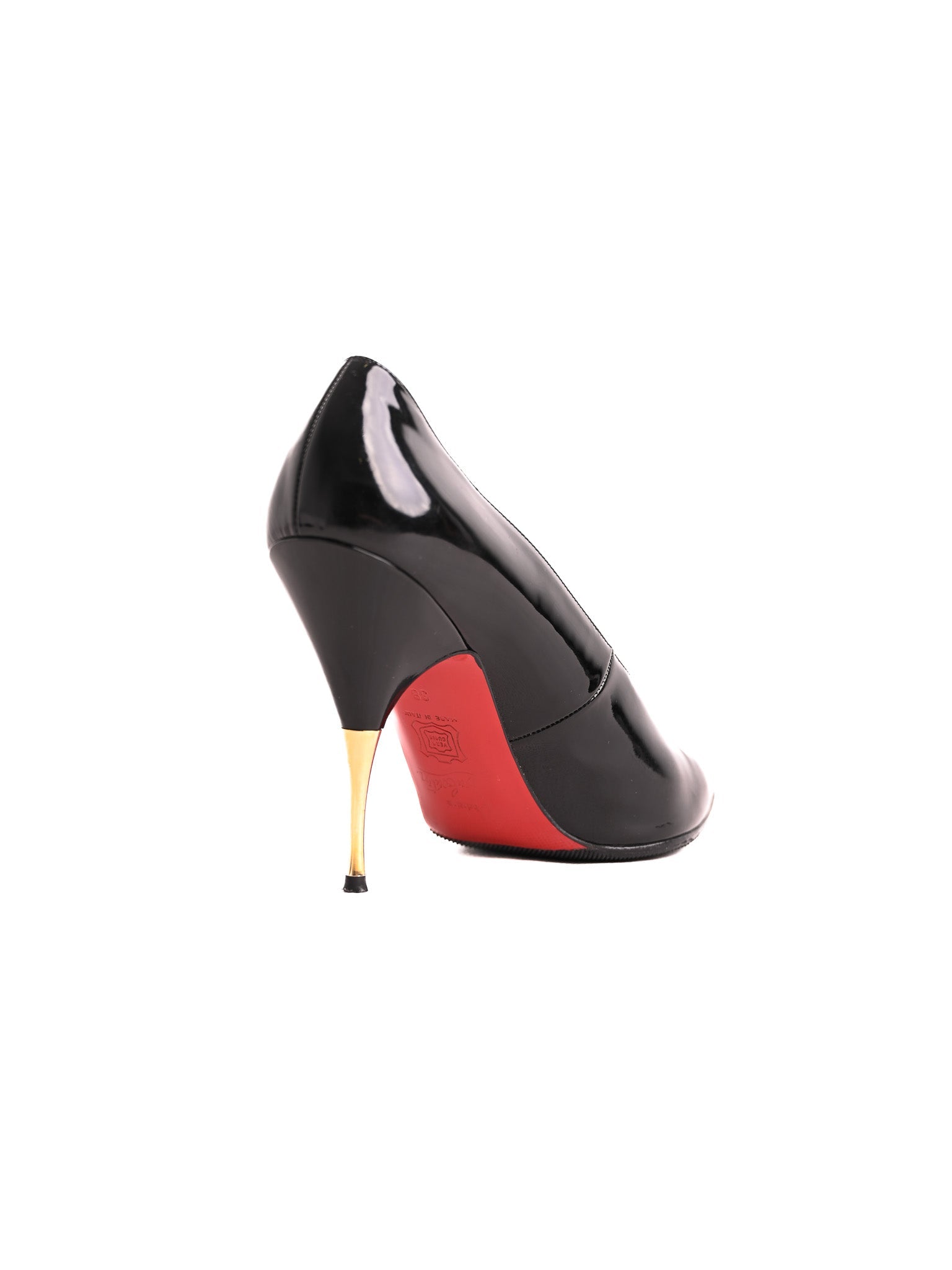 Christian Louboutin Black Patent Leather High-Heeled Shoes Size 38