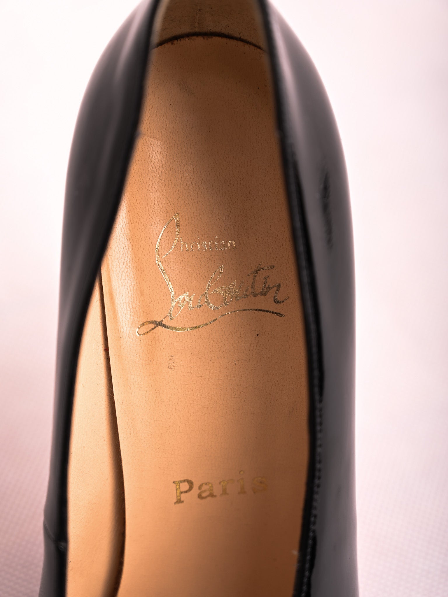 Christian Louboutin Black Patent Leather High-Heeled Shoes Size 38