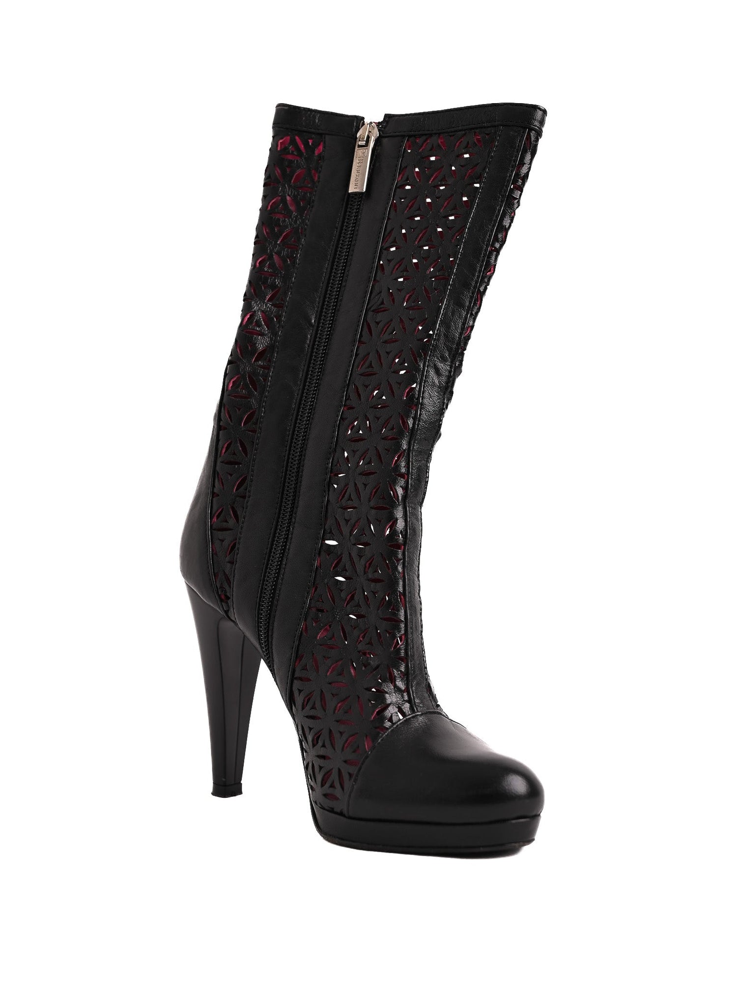 Excellent Renzoni Black Leather High-Heeled Boots Size 36