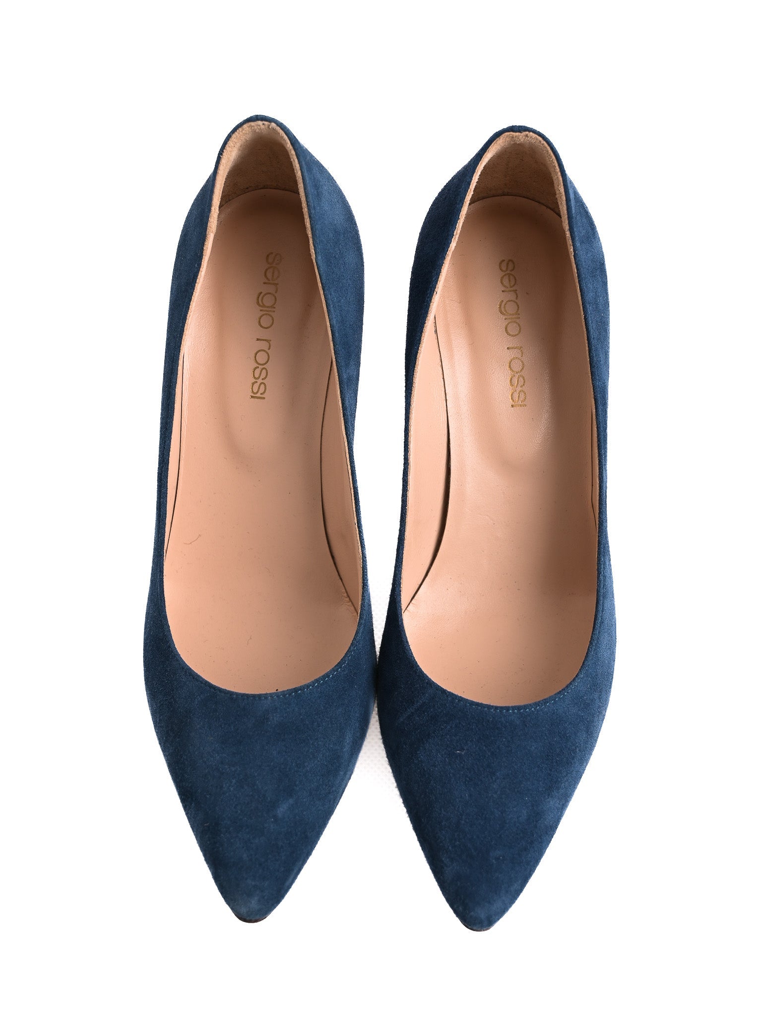 Excellent Sergio Rossi Blue High-Heeled Shoes Genuine Suede Size 35