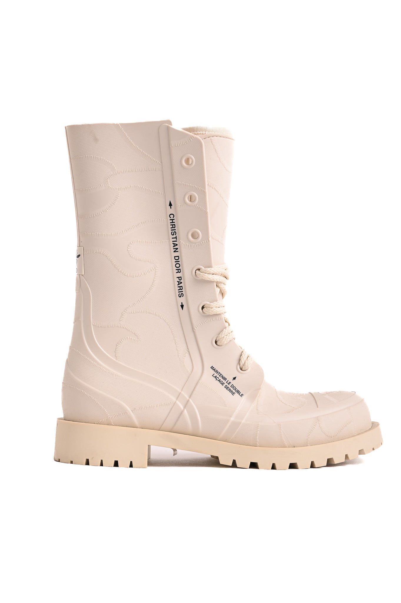 Excellent Dior White Leather Combat Boots for Women