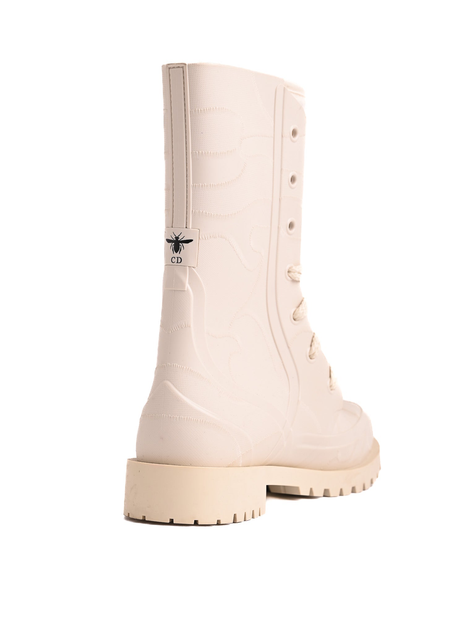 Excellent Dior White Leather Combat Boots for Women
