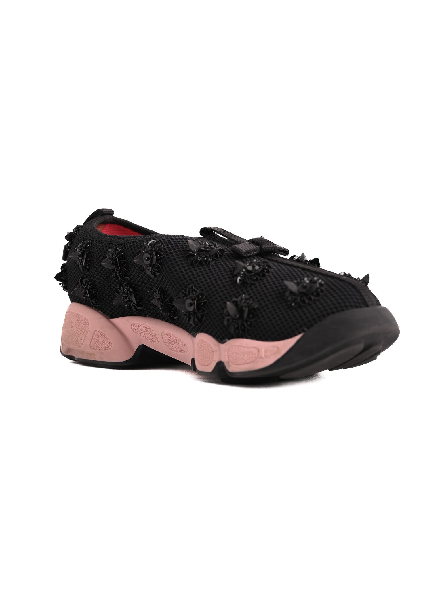 Excellent Dior Black Leather Sneakers Size 35 with Floral Accents