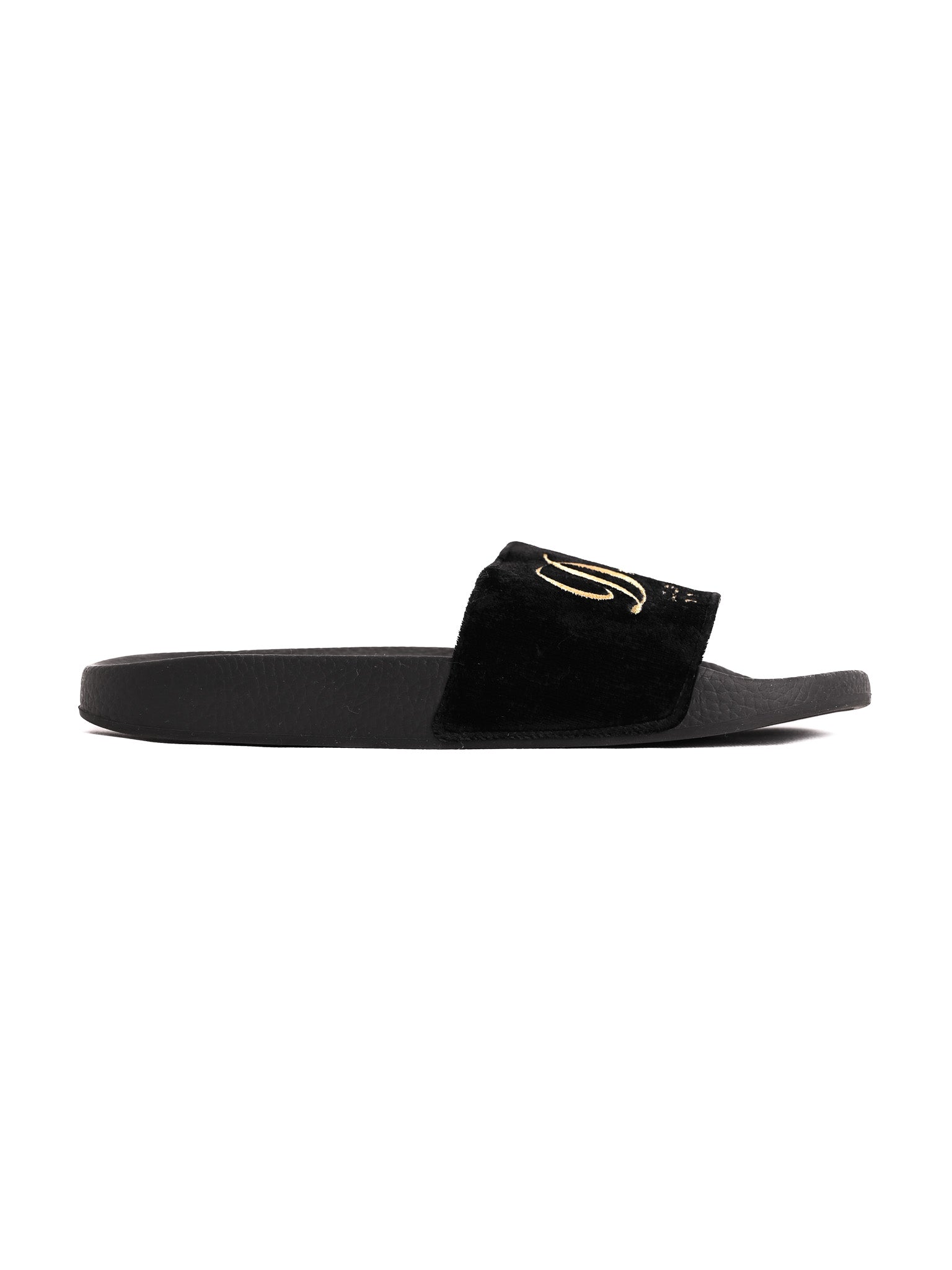 Perfect Dolce Gabbana Black Slides Size 39 with Gold D.G Logo
