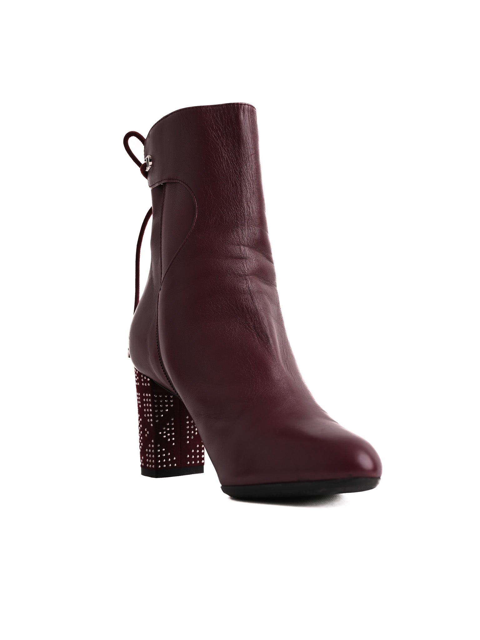Perfect Dior Burgundy Leather Ankle Boot Size 36.5 with Studded Heel