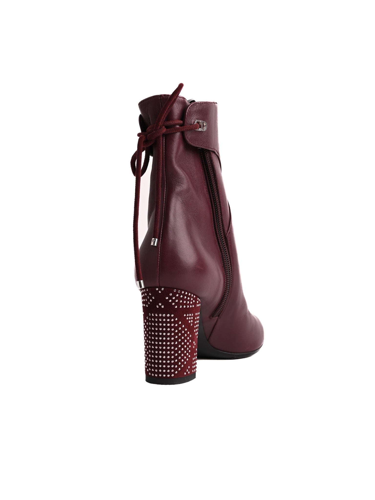 Perfect Dior Burgundy Leather Ankle Boot Size 36.5 with Studded Heel