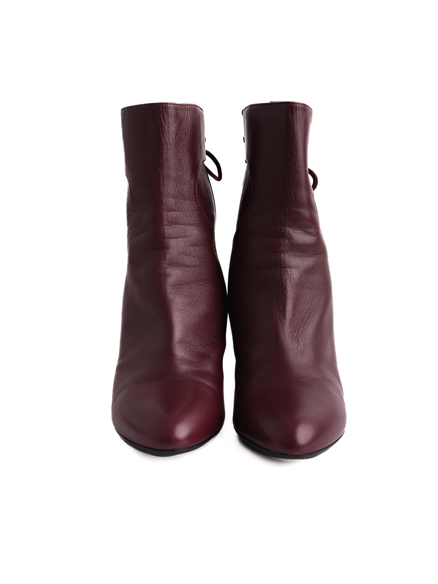 Perfect Dior Burgundy Leather Ankle Boot Size 36.5 with Studded Heel