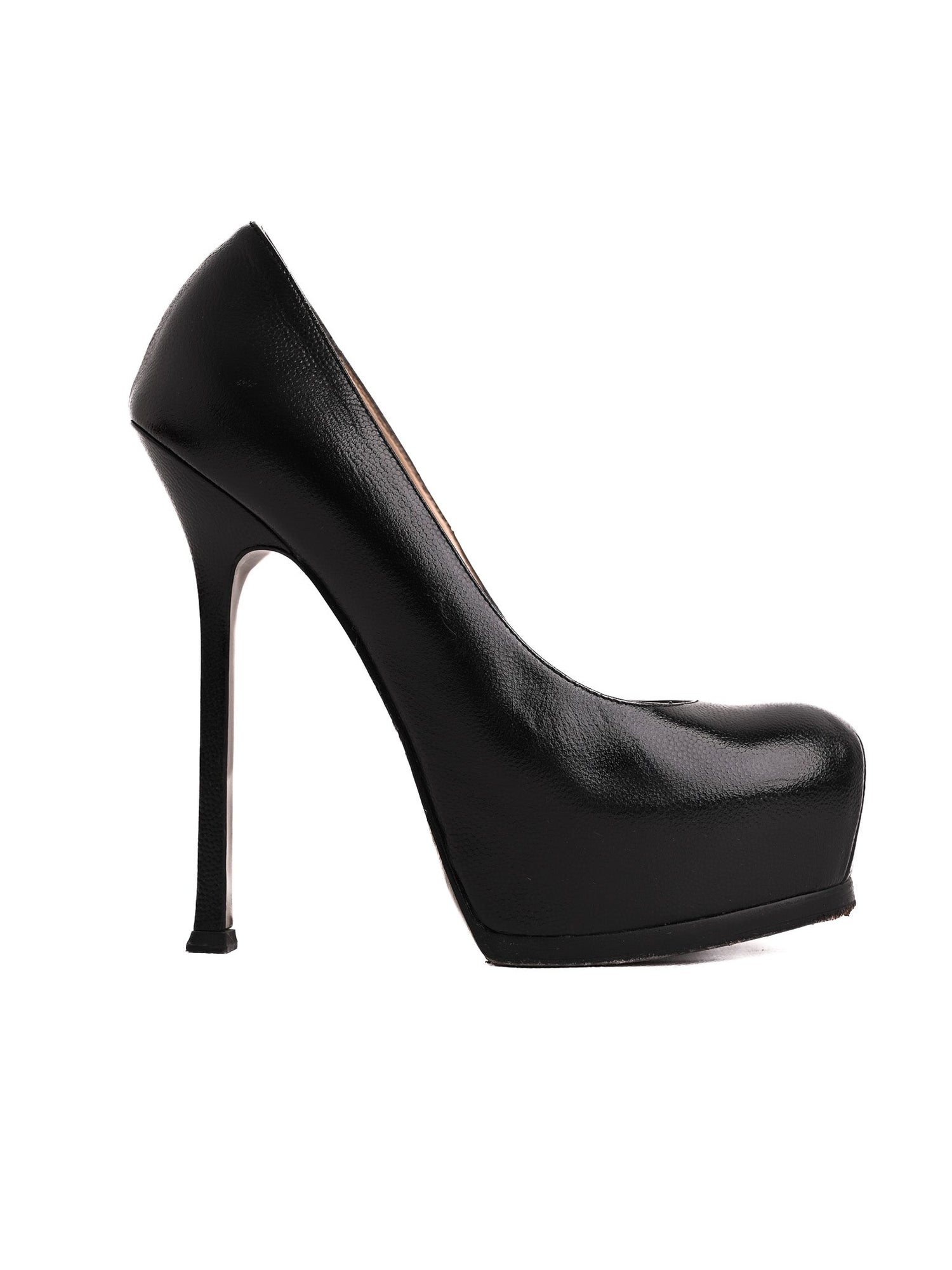 Good Yves Saint Laurent Black Leather High-Heeled Pumps Size 36