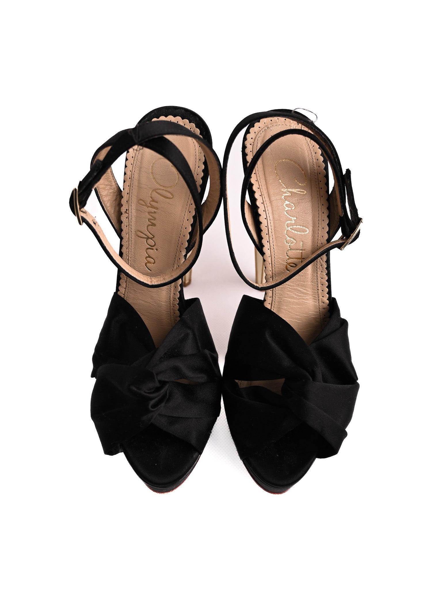 Good Charlotte Olympia Black Leather High-Heeled Sandals Size 40
