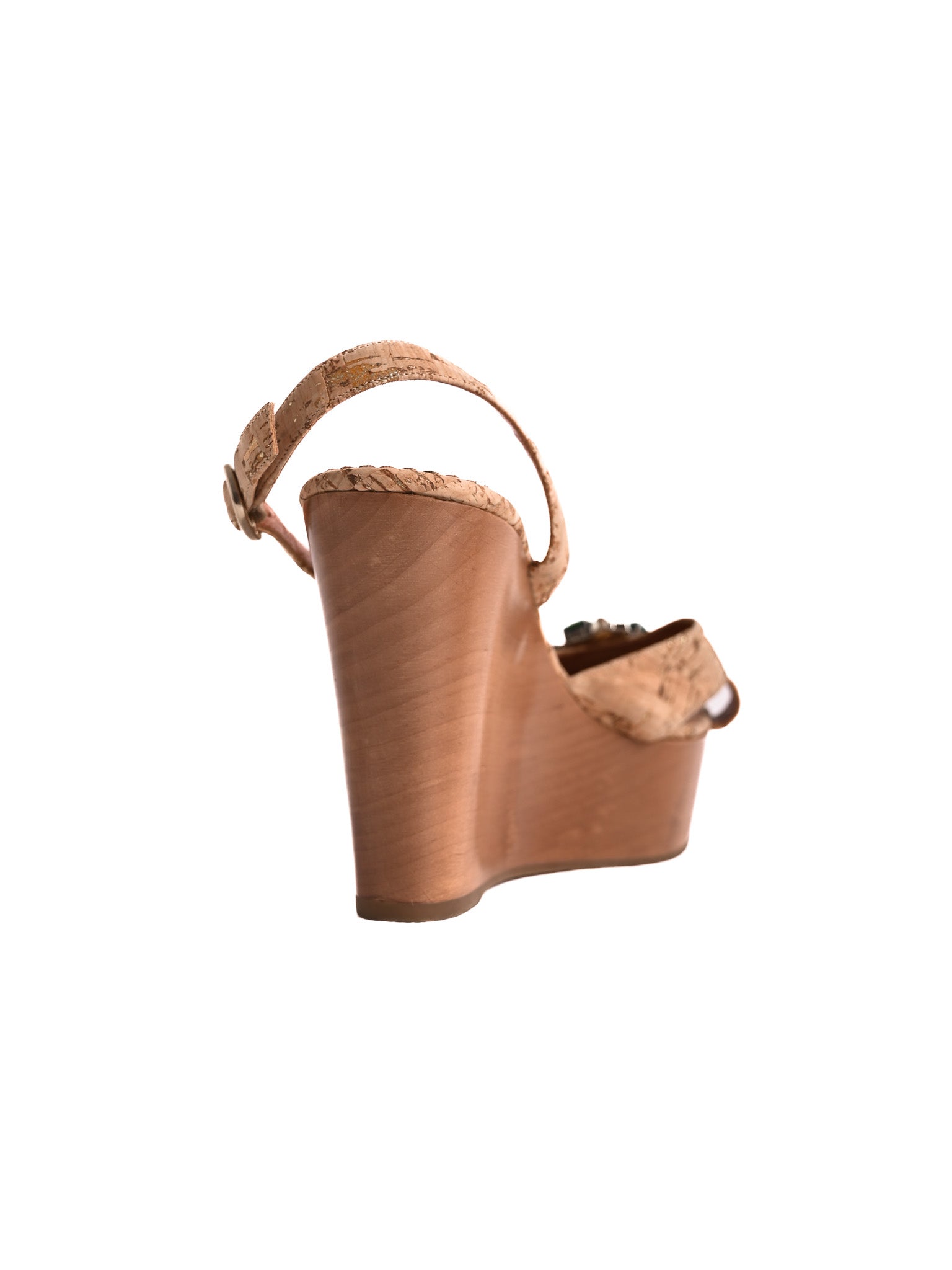 Excellent Oscar de la Renta Orange Leather Wedge Sandals Size 37