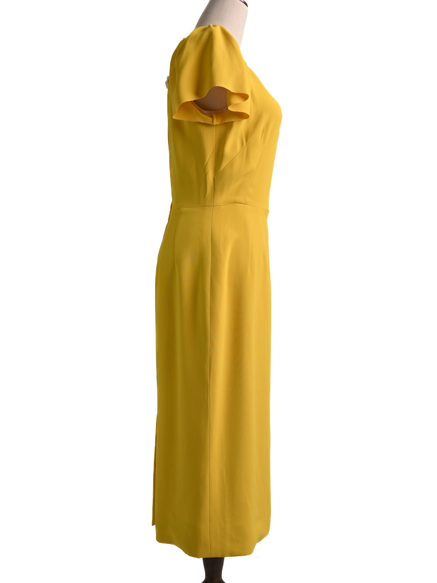 NEW Dolce Gabbana Yellow Viscose Dress Size L with Ruffled Sleeves