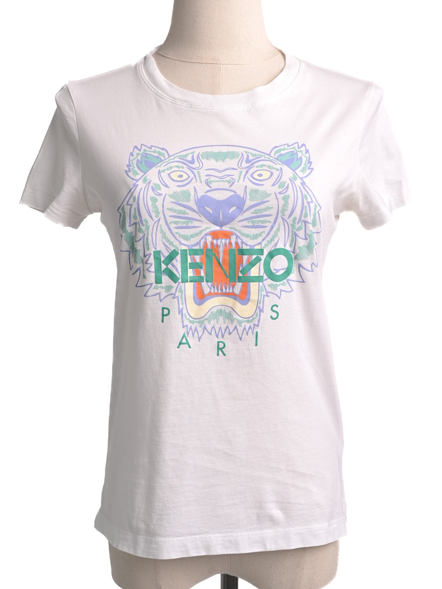 Excellent Kenzo Tiger Graphic T-Shirt White Cotton Size XS