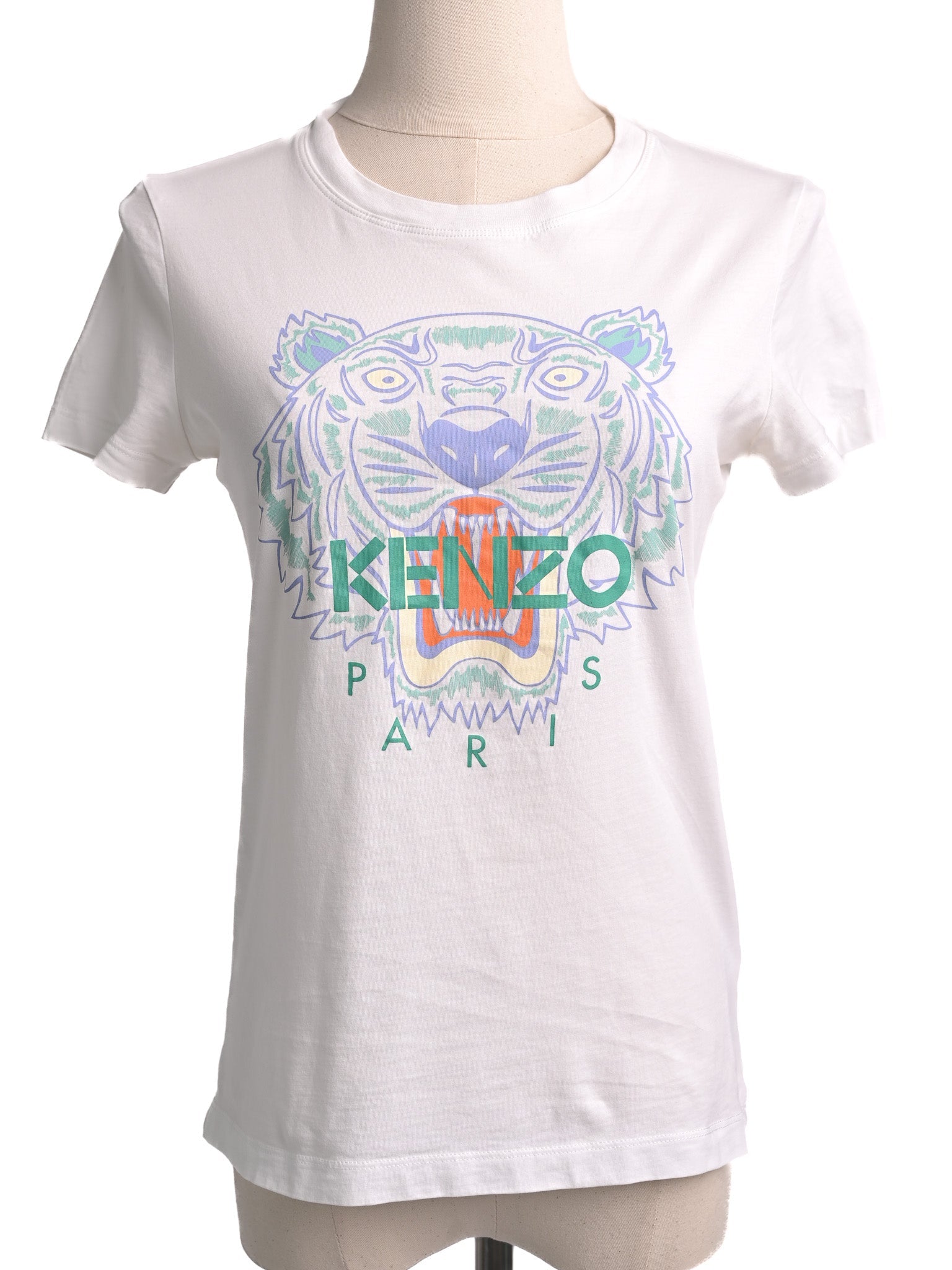 Excellent Kenzo Tiger Graphic T-Shirt White Cotton Size XS
