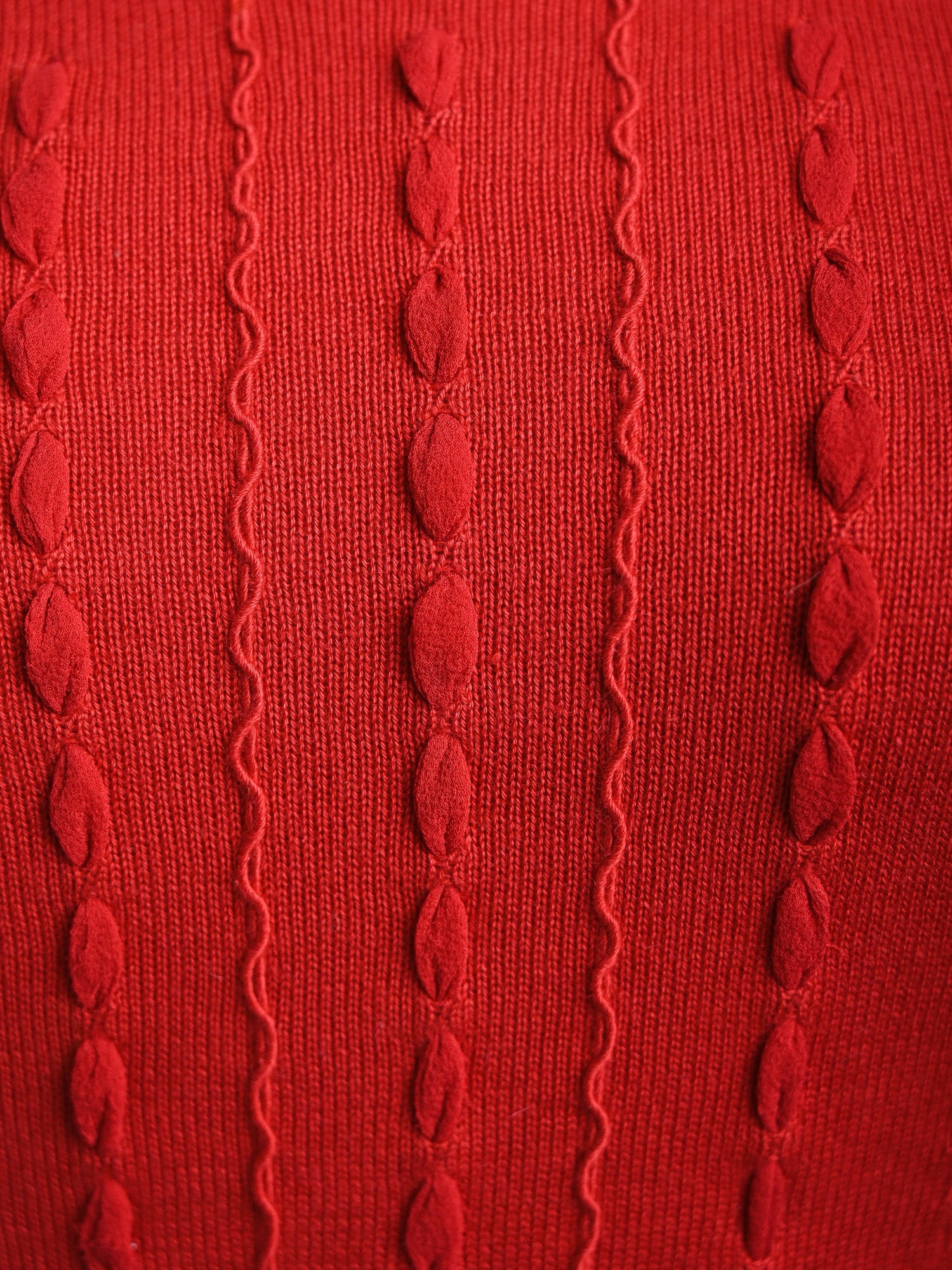Excellent Kenzo Red Cable-Knit Wool Sweater Size L for Women