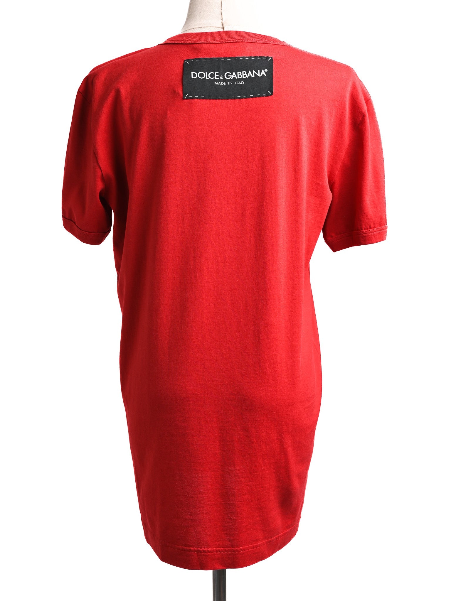 NEW Dolce Gabbana Red Cotton T-Shirt Size S with Heart Design