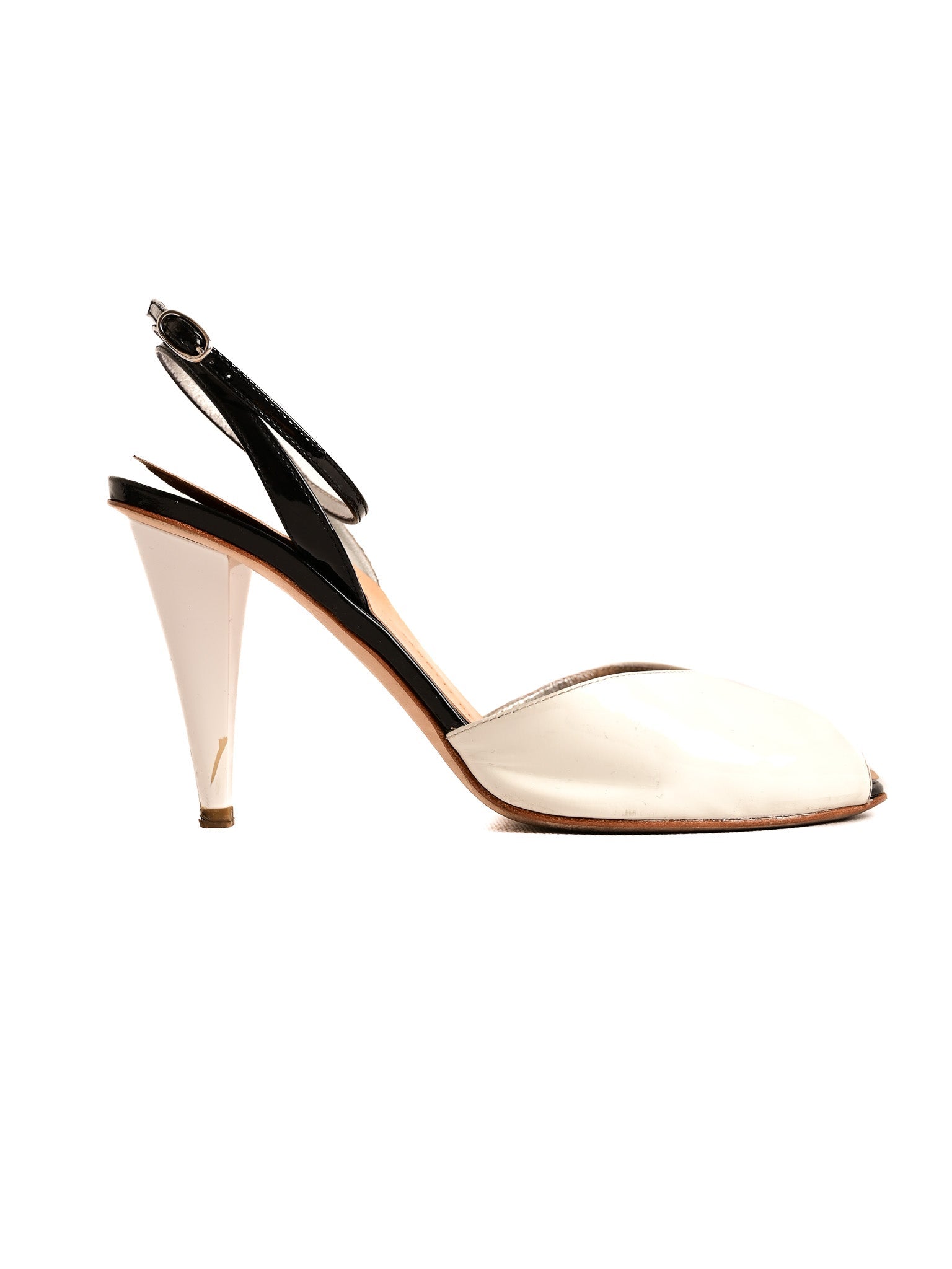 Good Giuseppe Zanotti White Leather High-Heeled Slingback Size 38