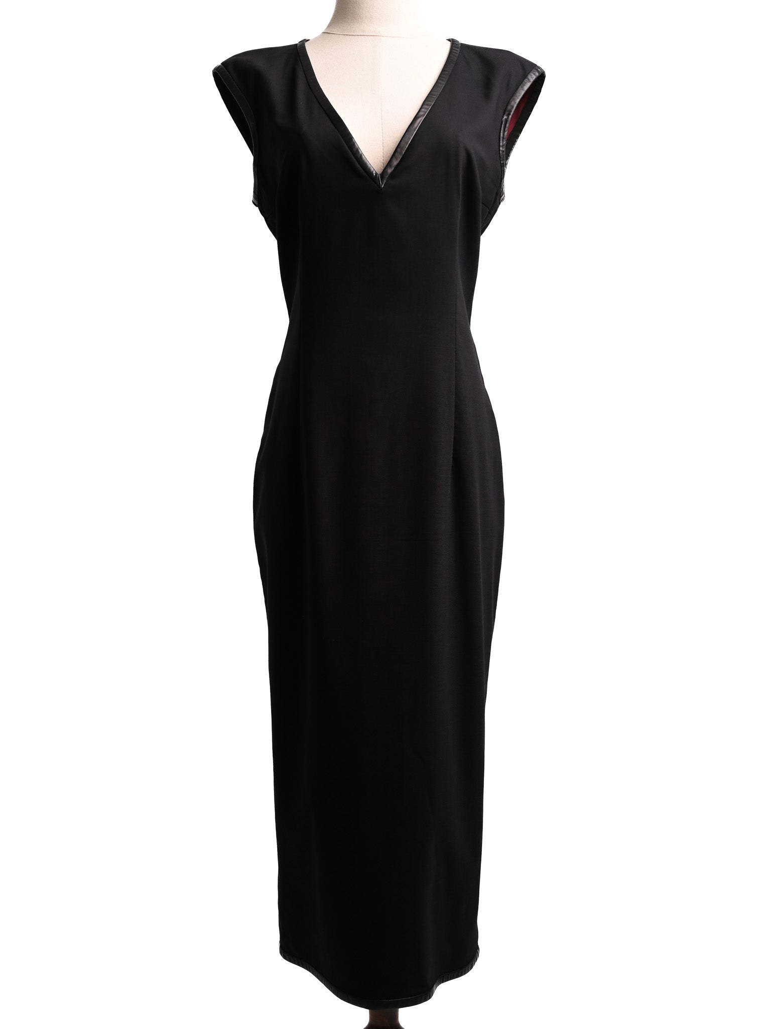 Excellent Dsquared2 Black Wool Sleeveless Dress V-Neck Women&