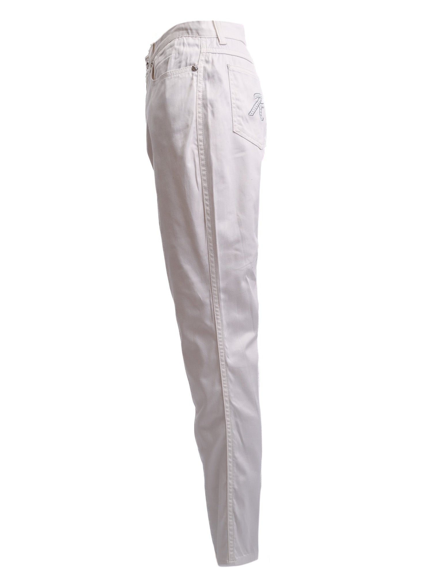 Excellent Roccobarocco White Cotton Pants Size M Women&