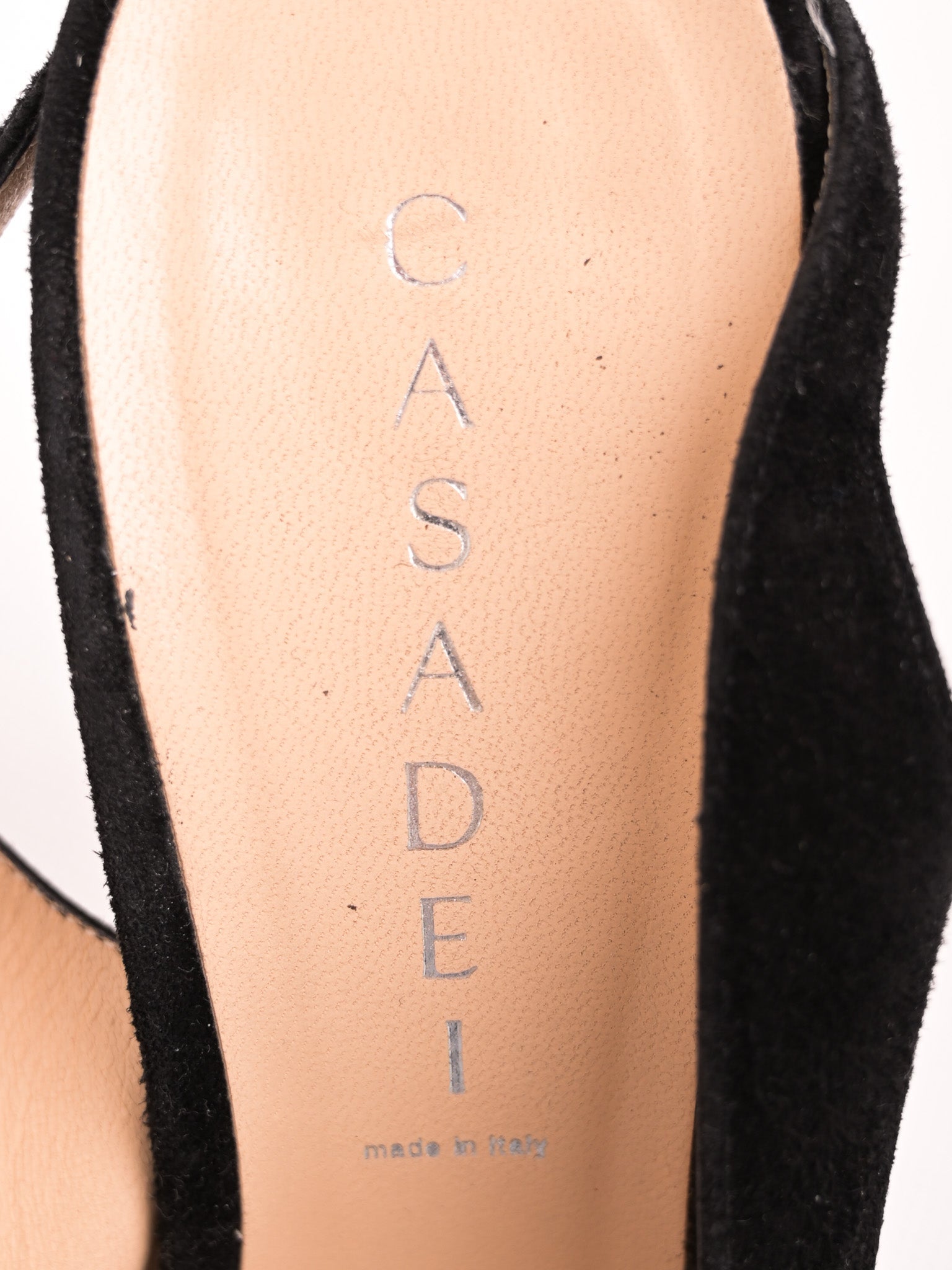 Excellent Casadei Black Leather Slingback Peep-Toe Shoes Size 38.5