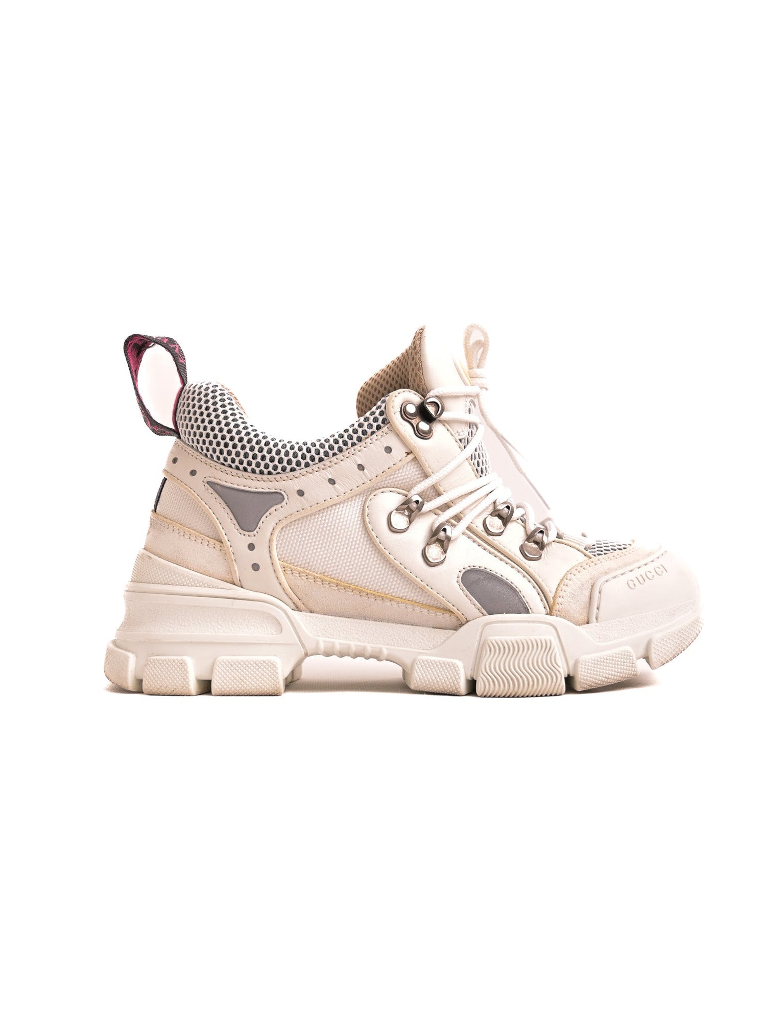 Excellent Gucci Chunky Sneakers White Textile Women Size N/A