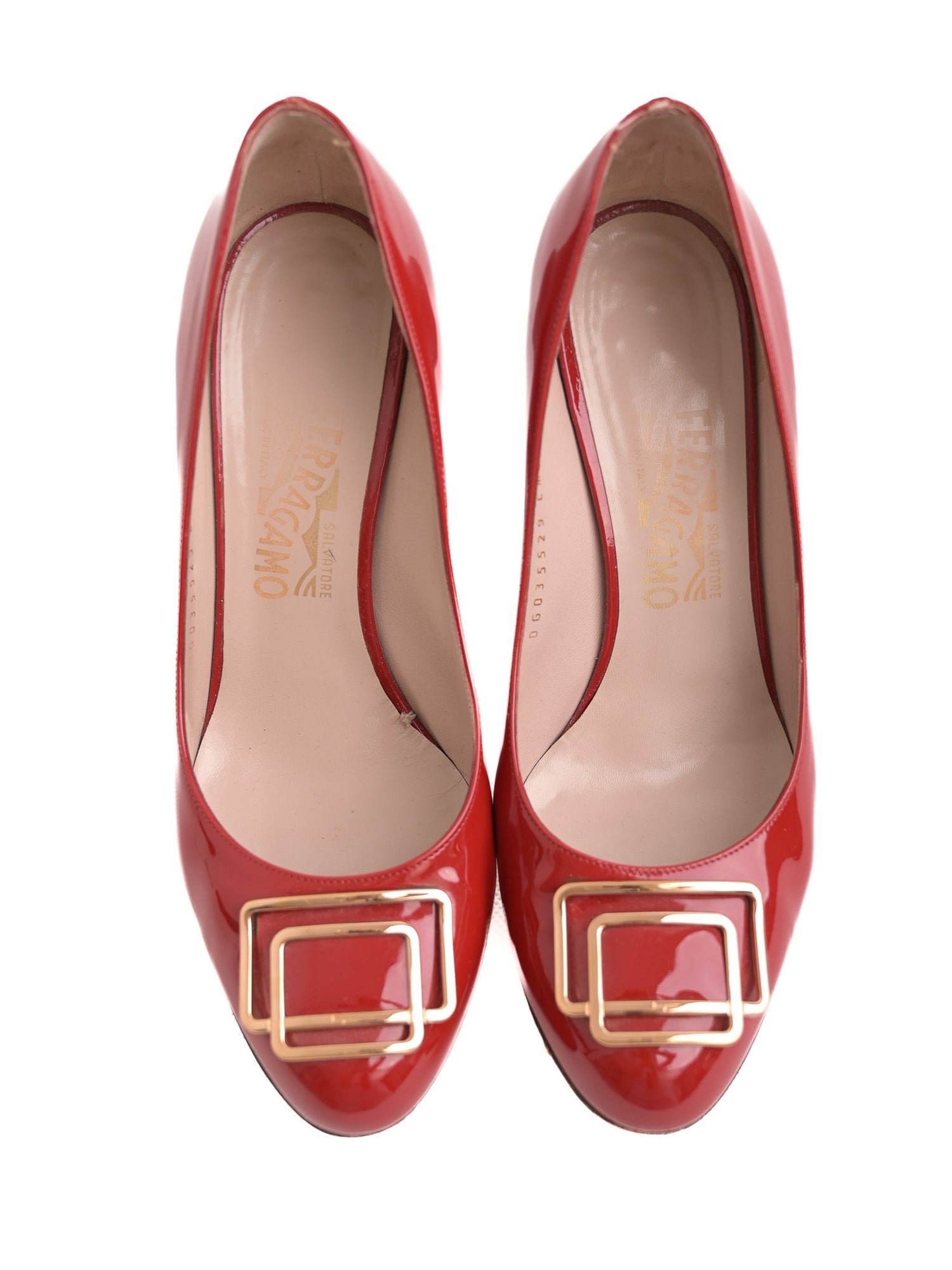 Excellent Salvatore Ferragamo Red Leather High Heels Size 37.5
