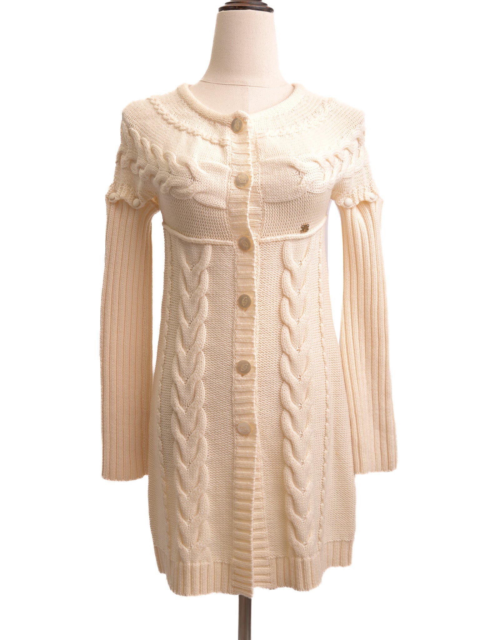 Excellent Miss Blumarine White Wool Cardigan Size M