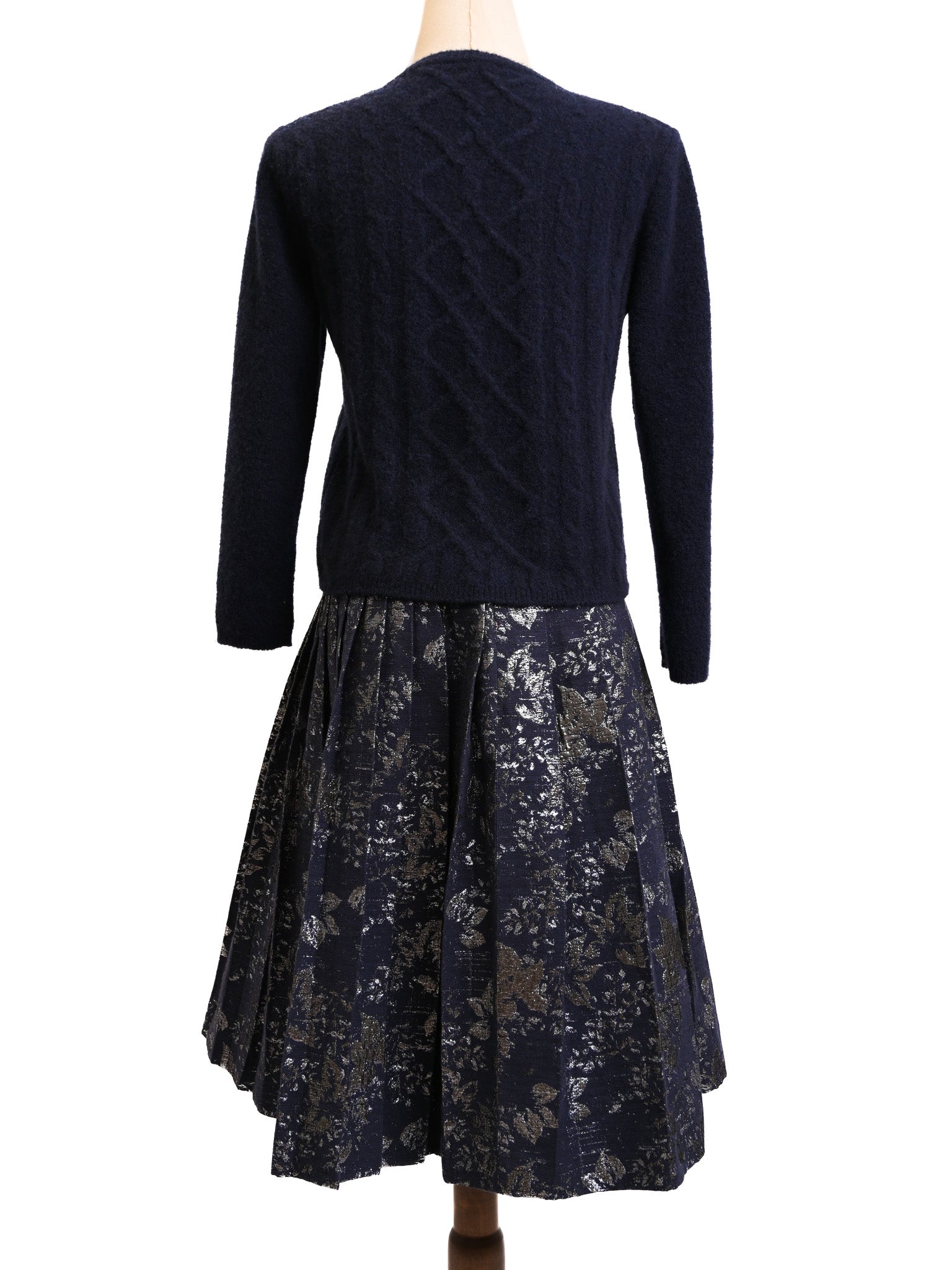 Max Mara Excellent Condition Navy Wool Cardigan Pleated Skirt M