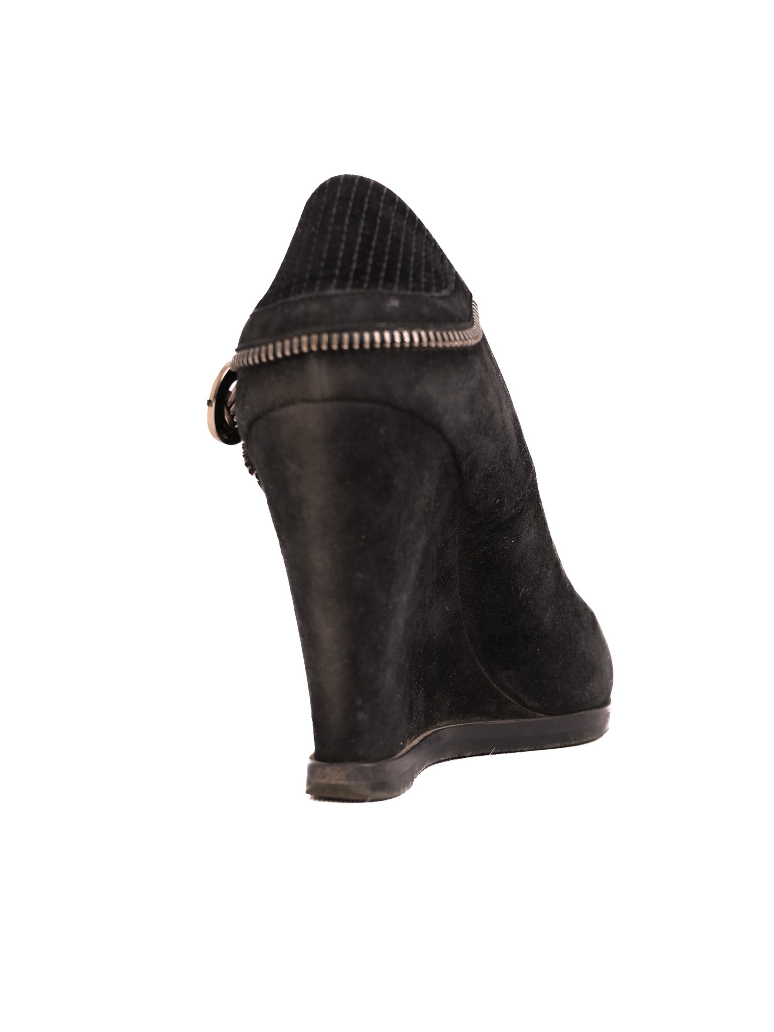 Excellent Easy by Loriblu Black Genuine Suede Wedge Shoes Size 37.5