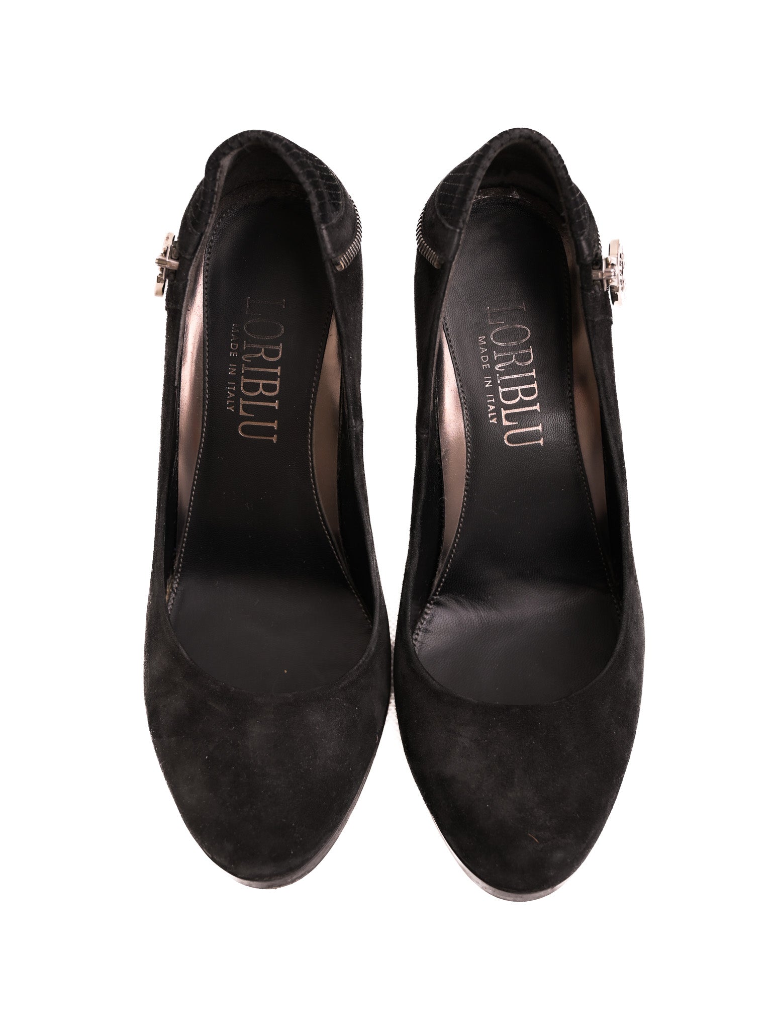 Excellent Easy by Loriblu Black Genuine Suede Wedge Shoes Size 37.5