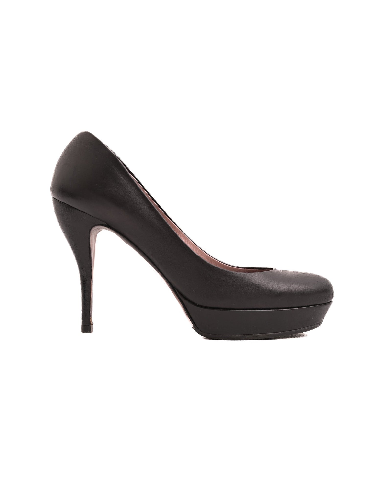 Good Condition Gucci Black Leather High-Heeled Shoes for Women