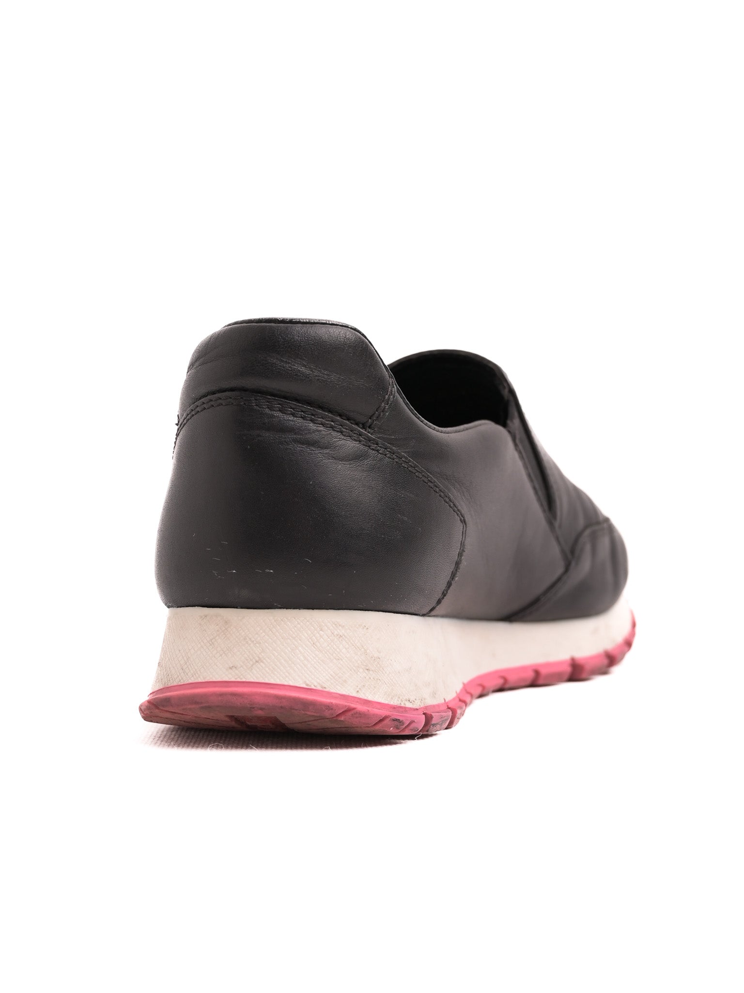 Good Prada Black Leather Slip-On Sneakers Size 36.5