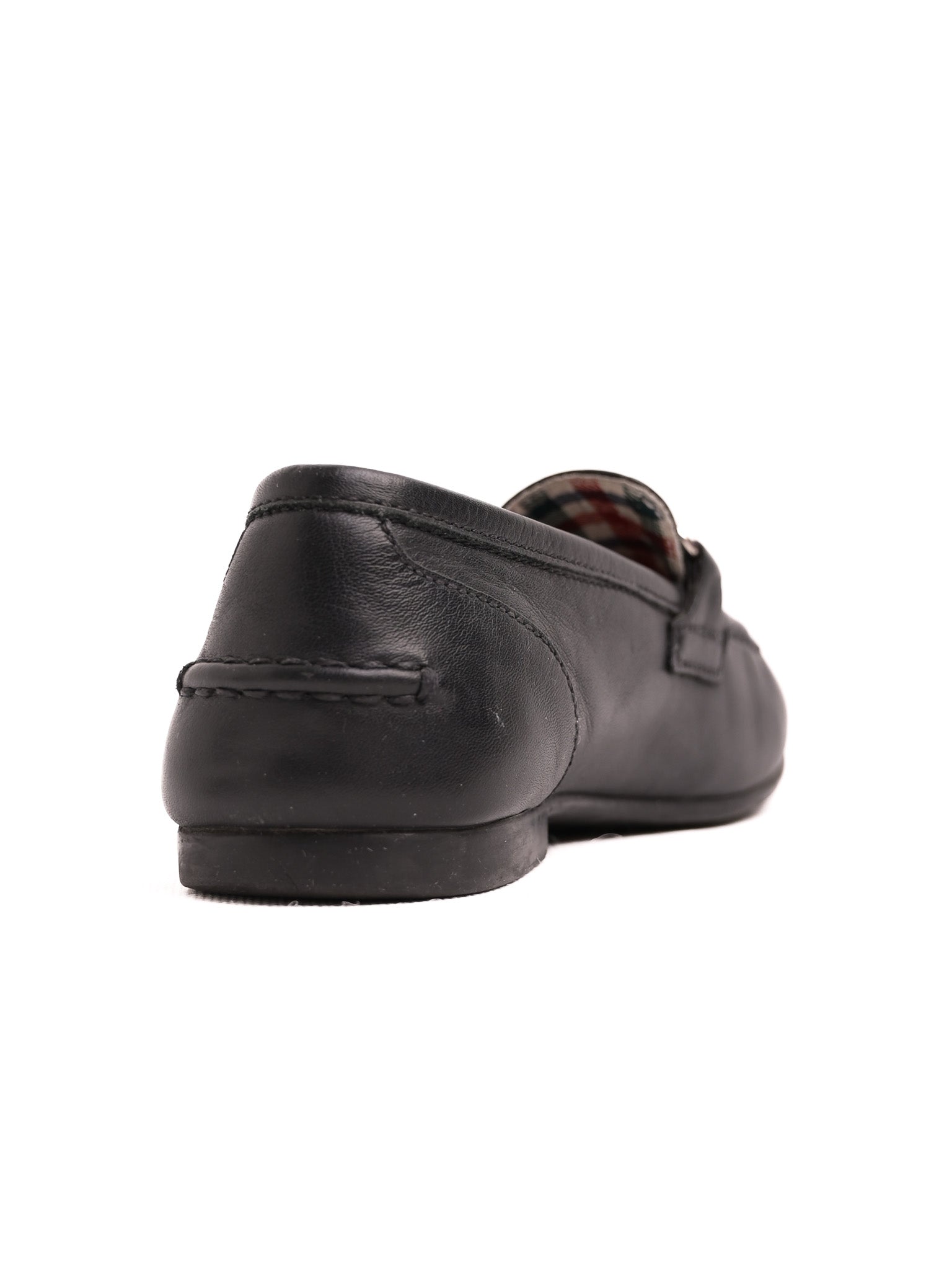 Gucci Black Leather Loafers for Kids Size 20 with Metallic Accents