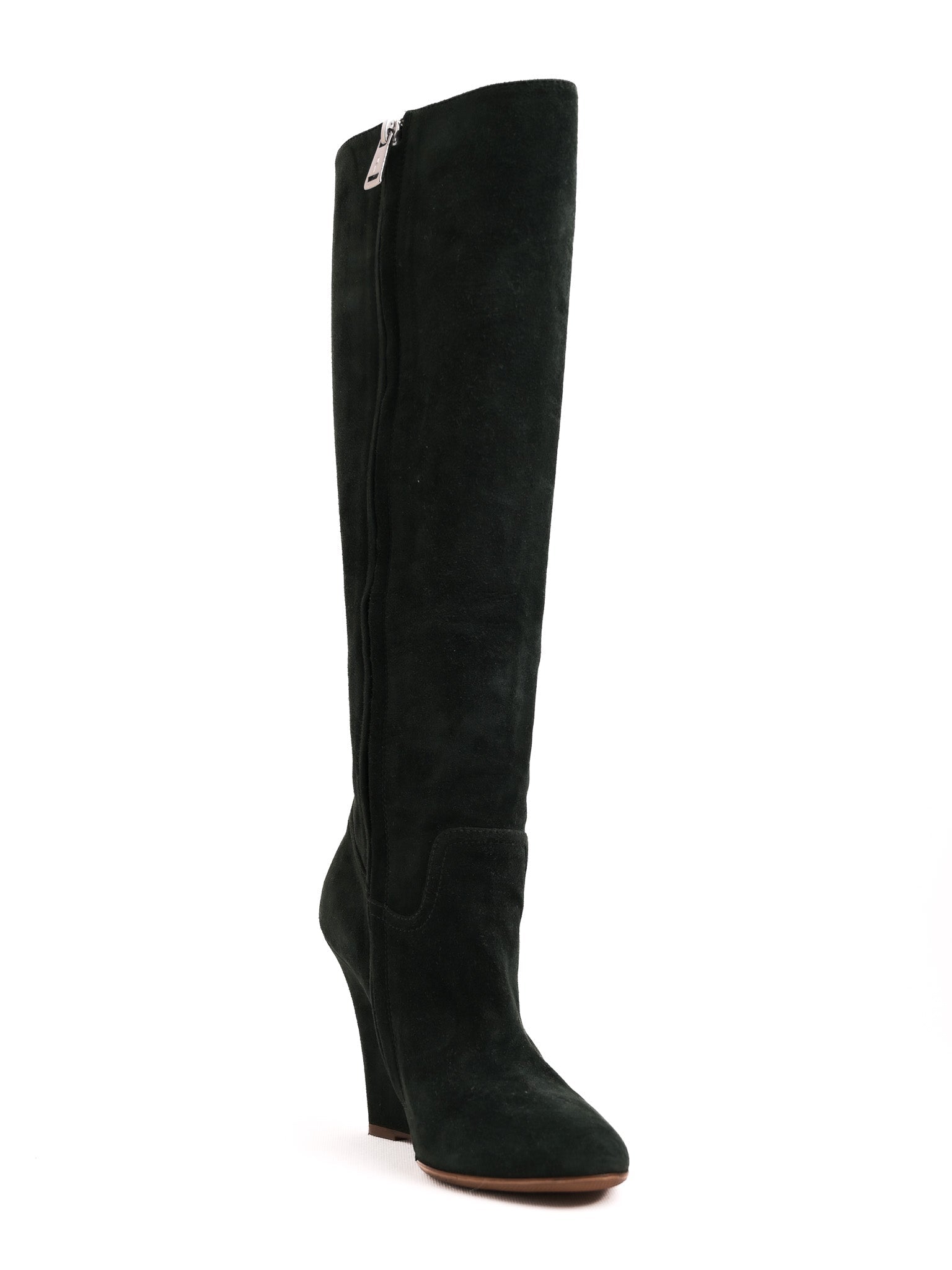 Excellent Ralph Lauren Green Artificial Suede Knee-High Wedge Boots 38.5